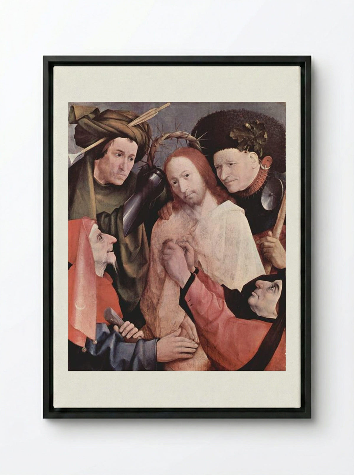 Crowning with Thorns - Hieronymus Bosch - Framed Canvas Black