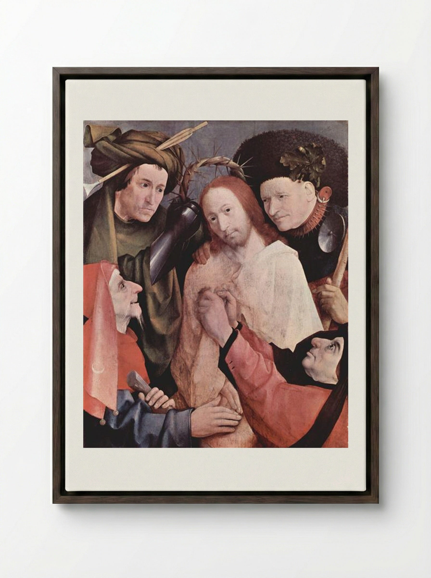 Crowning with Thorns - Hieronymus Bosch - Framed Canvas Dark Wood