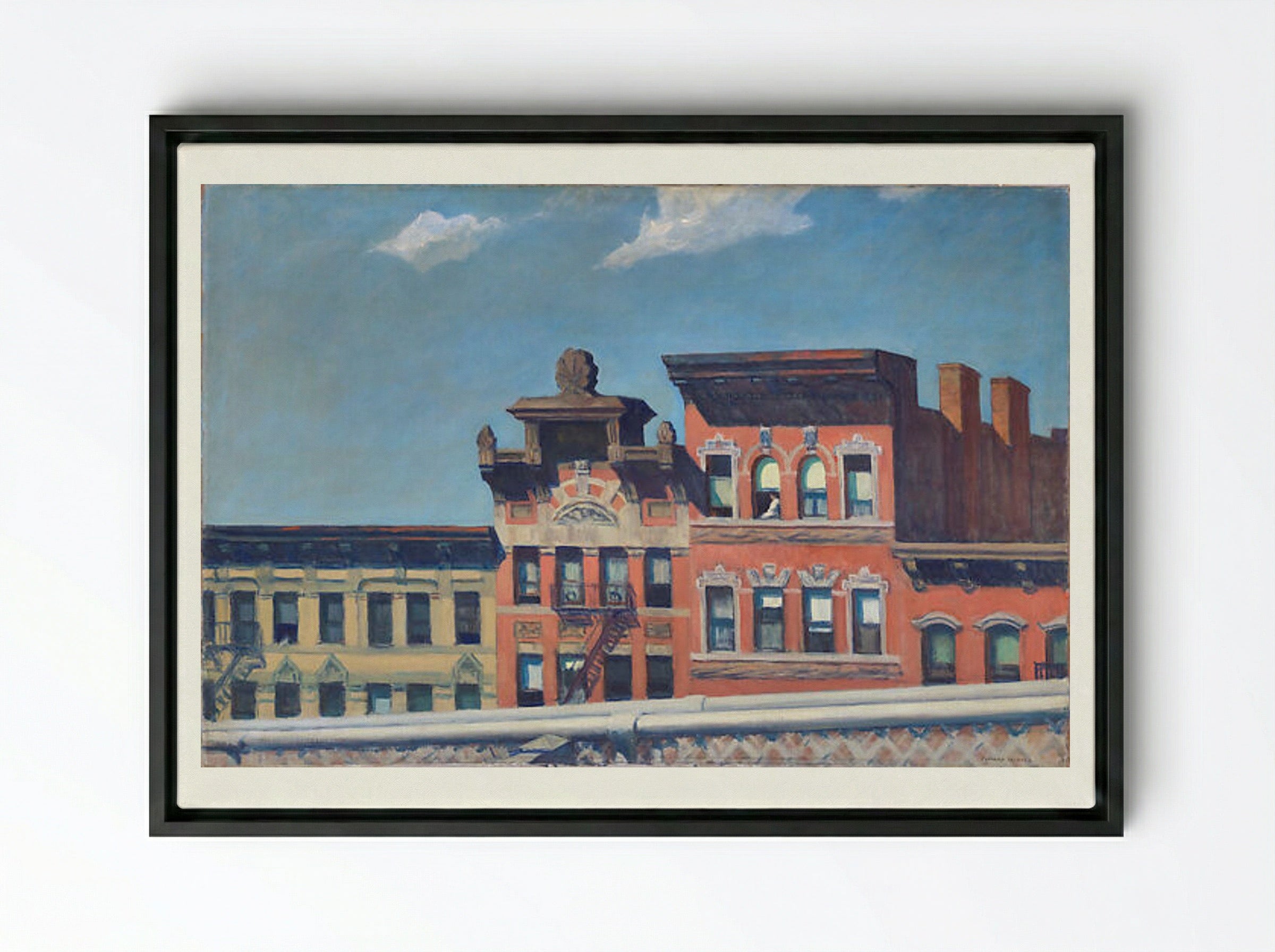 From Williamsburg Bridge - Edward Hopper - Framed Canvas Black
