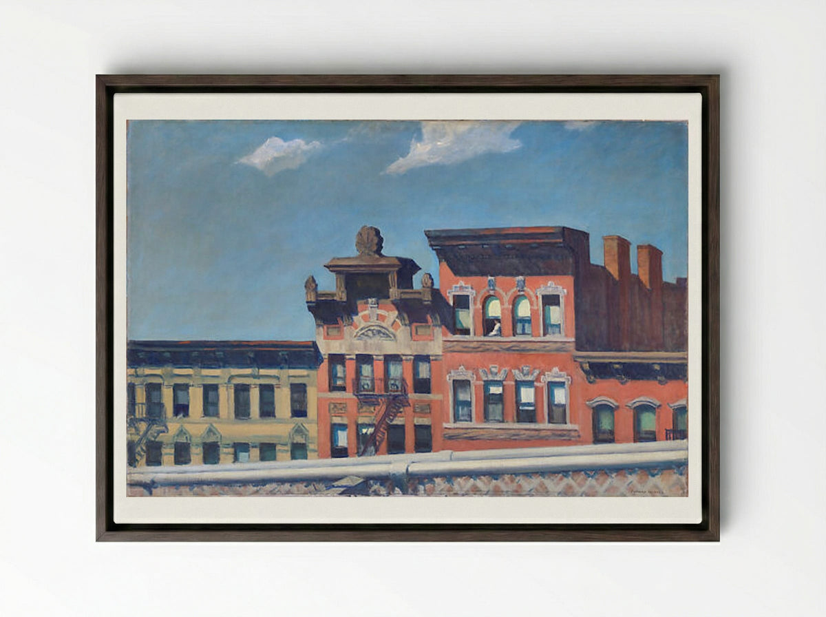 From Williamsburg Bridge - Edward Hopper - Framed Canvas Dark Wood