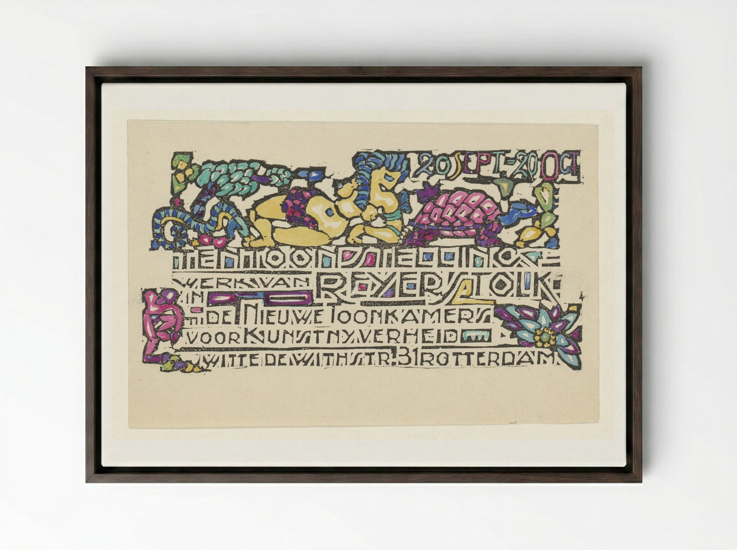 Exhibition Poster for De Nieuwe Toonkamer - Reijer Stolk - Framed Canvas Dark Wood