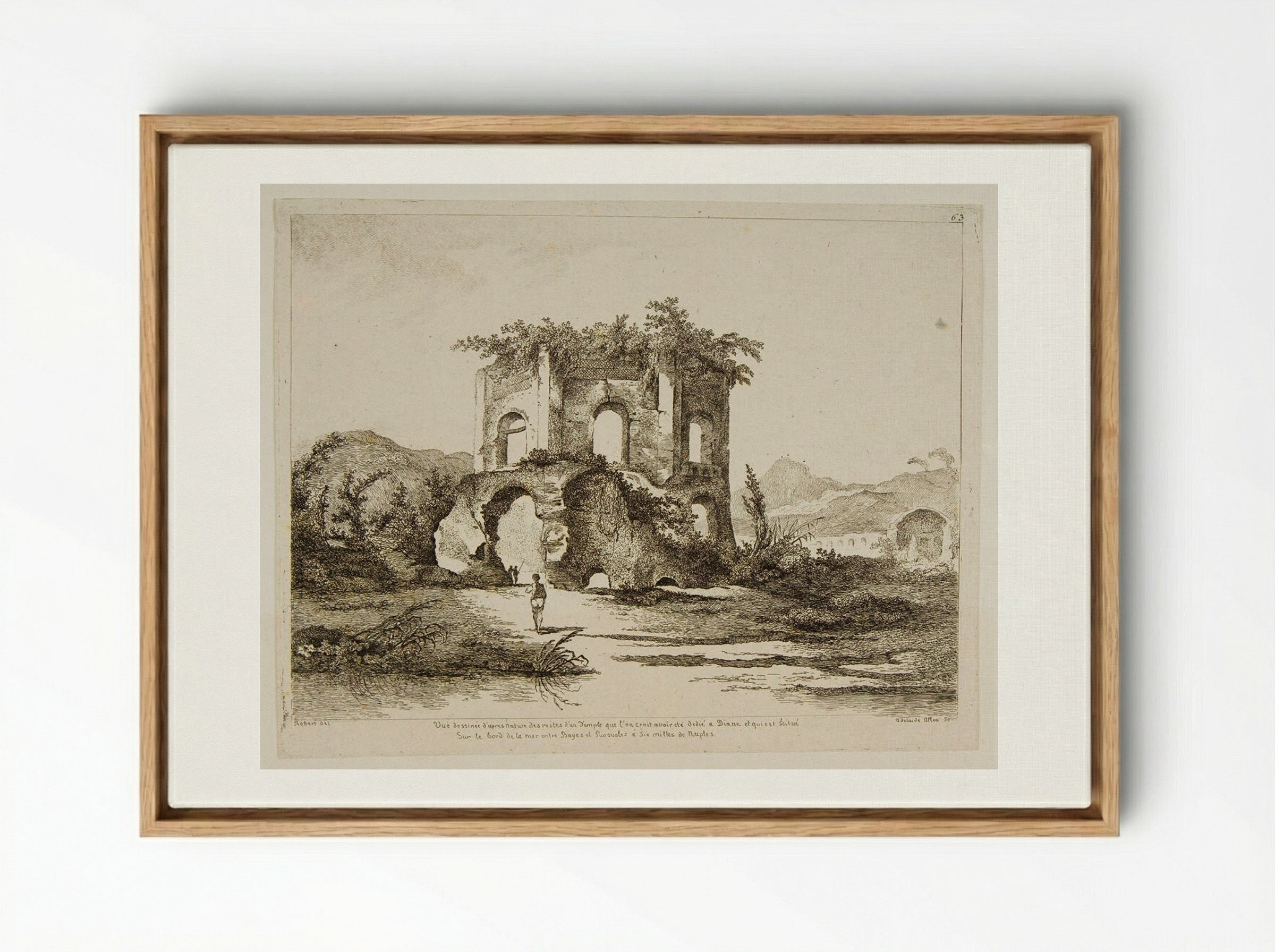Ruins of a Temple on the Shore near Naples - Adélaide Allou - Framed Canvas Wood