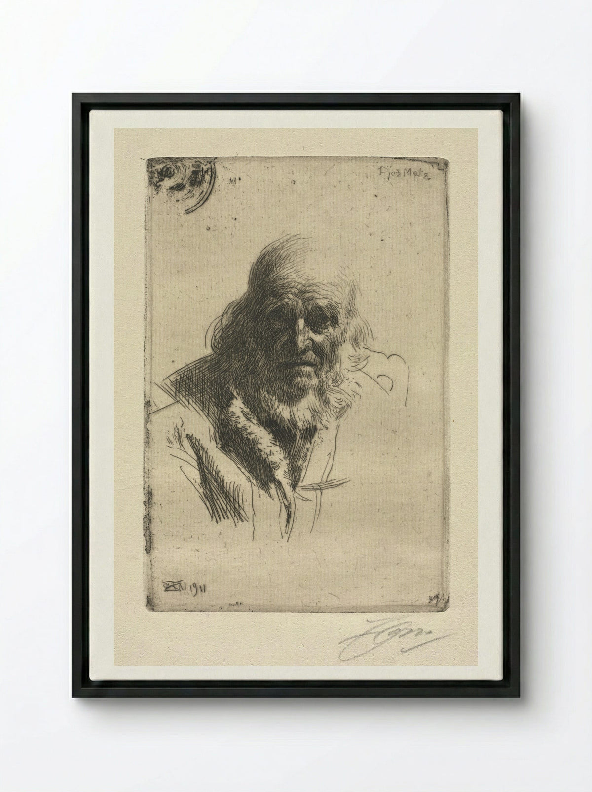 Djos Mats - Anders Zorn - Framed Canvas Black