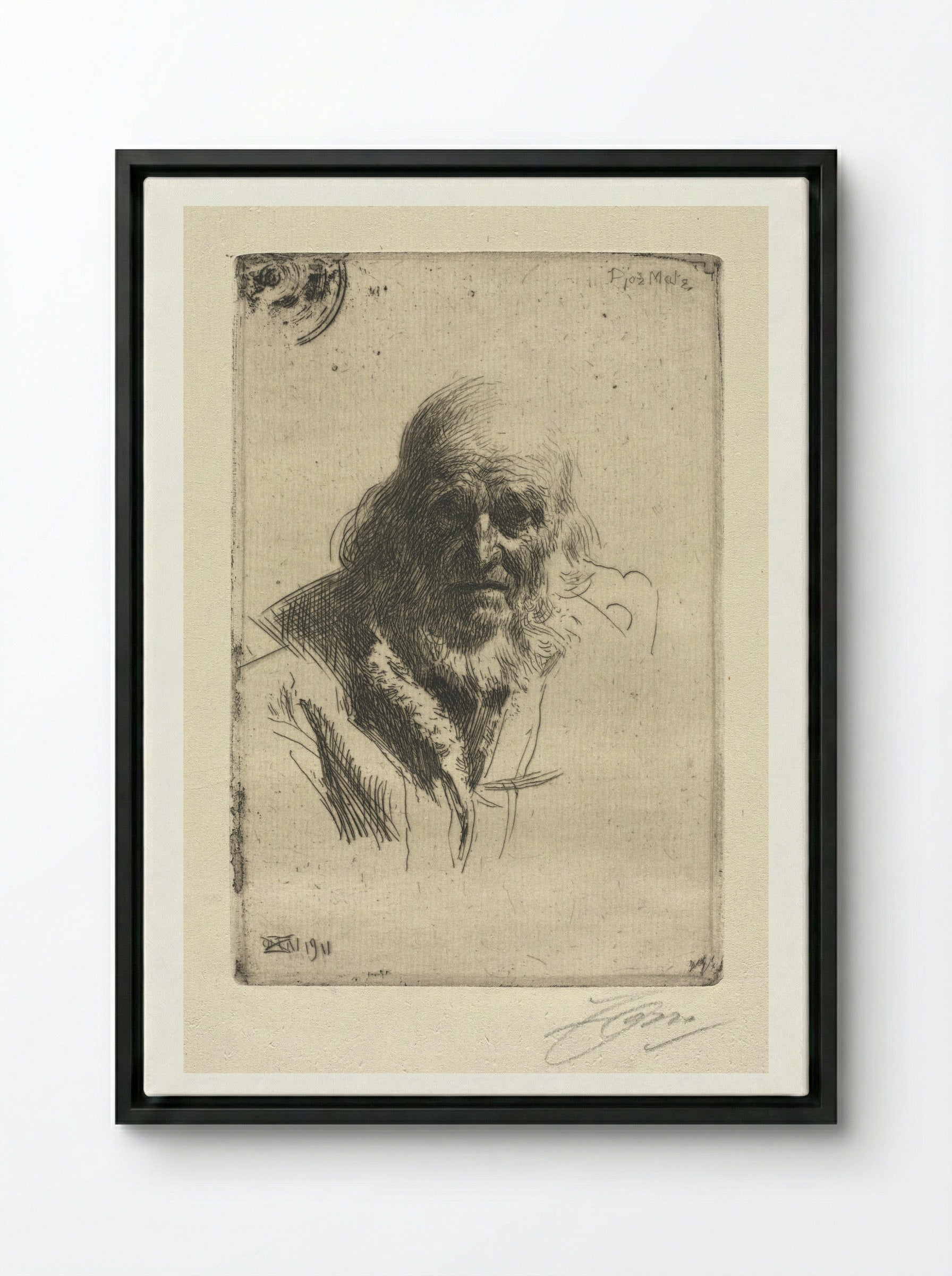 Djos Mats - Anders Zorn - Framed Canvas Black