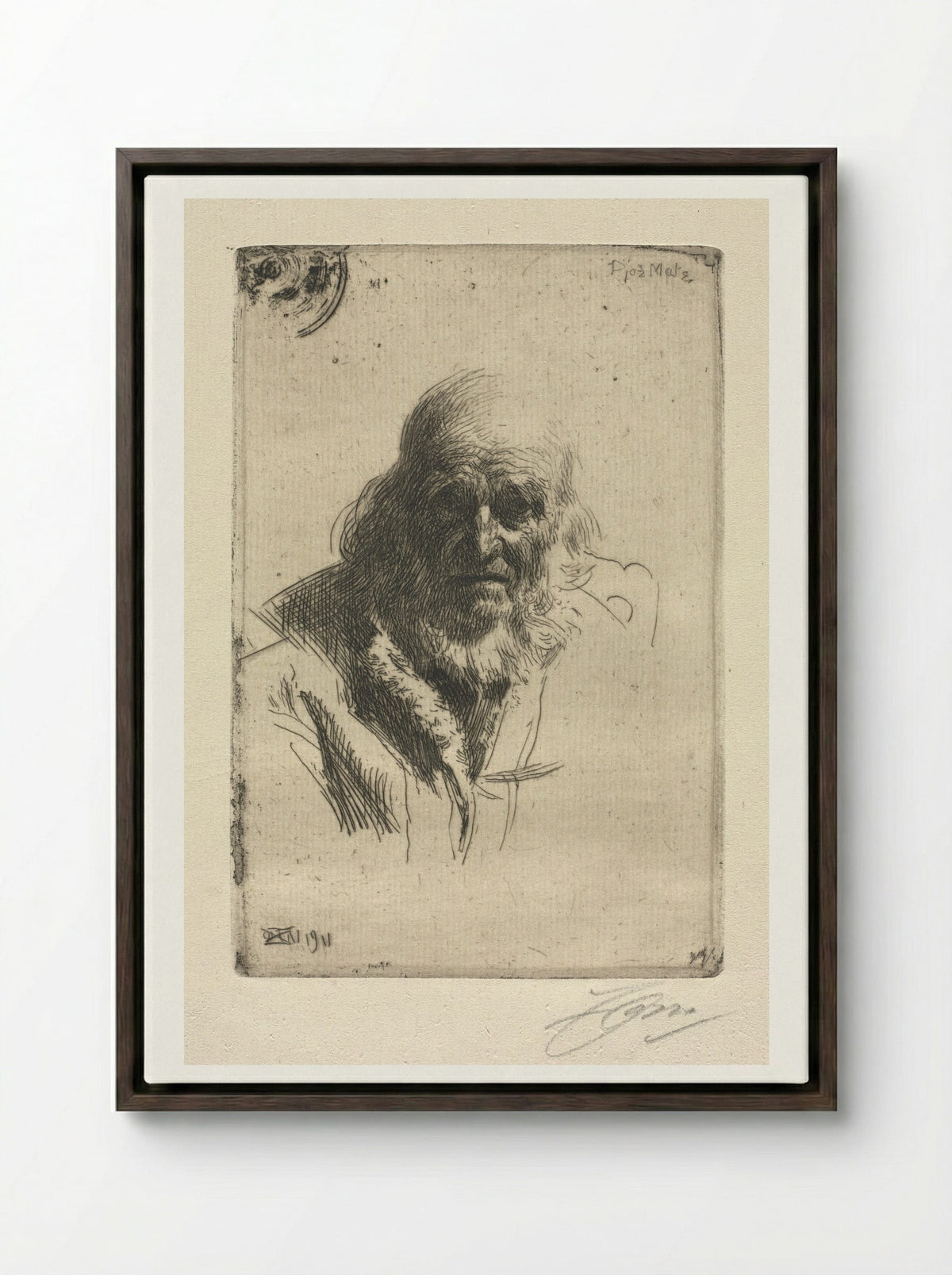 Djos Mats - Anders Zorn - Framed Canvas Dark Wood