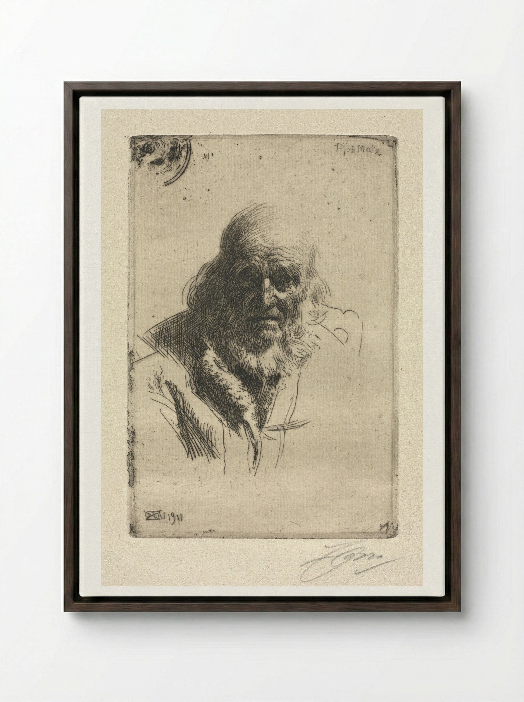 Djos Mats - Anders Zorn - Framed Canvas Dark Wood