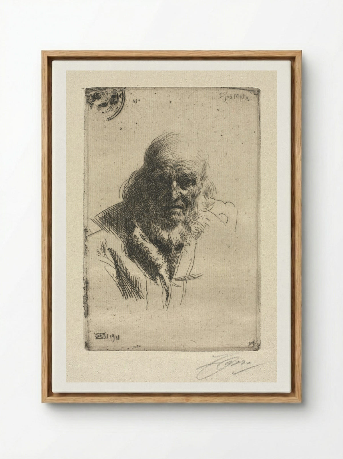 Djos Mats - Anders Zorn - Framed Canvas Wood