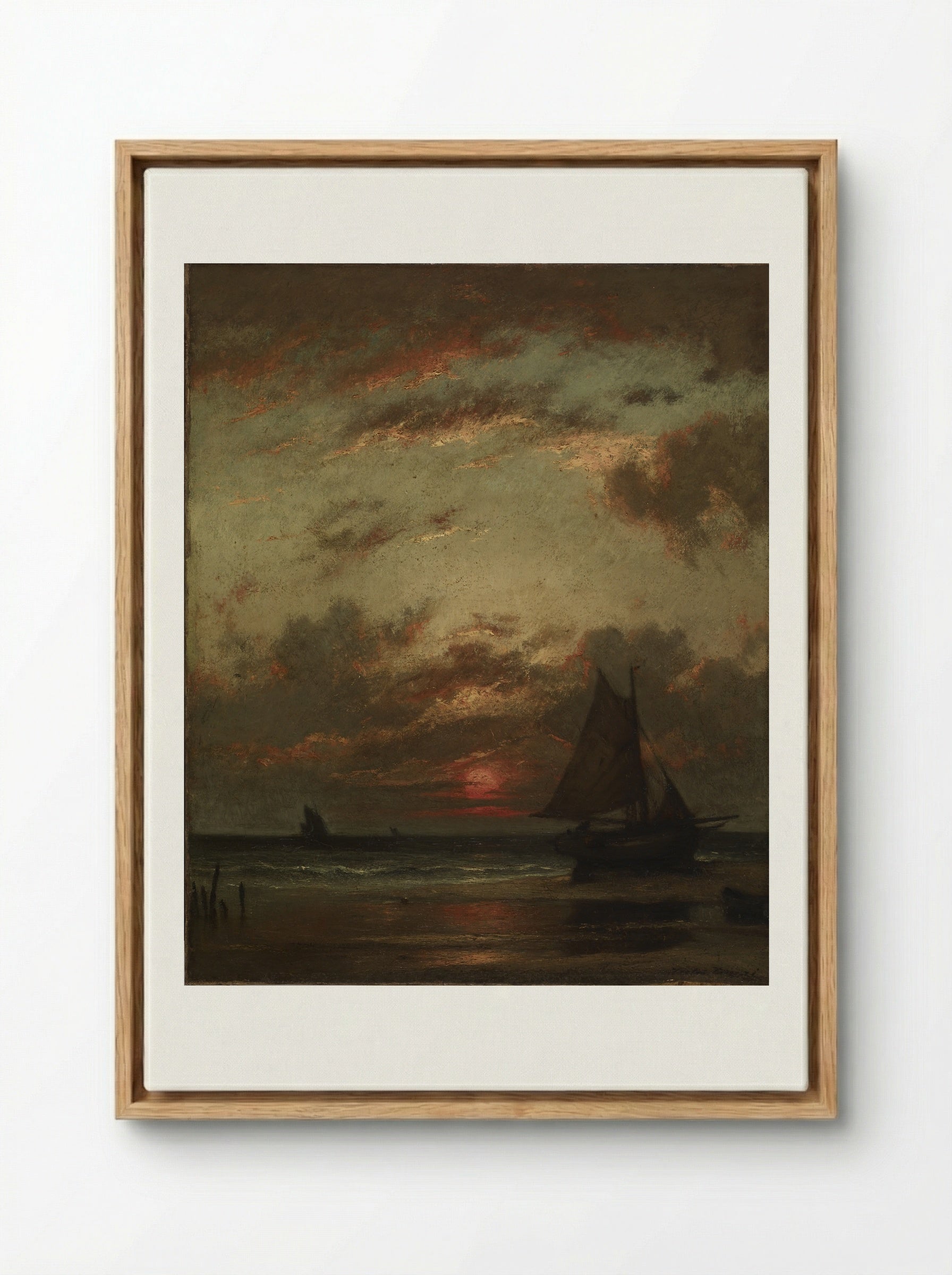 Sunset on the Coast - Jules Dupré - Framed Canvas Wood
