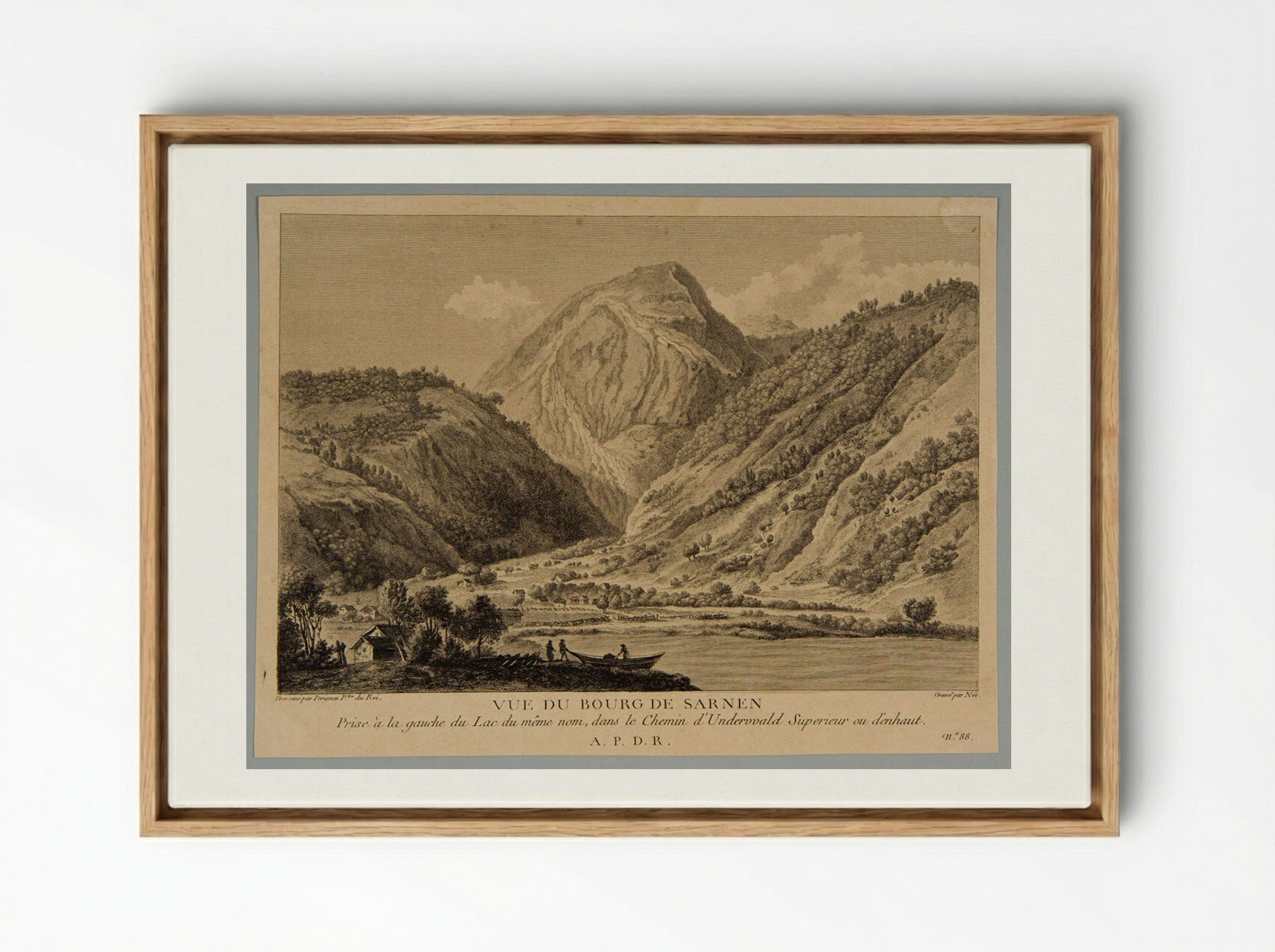 Vue du Bourg de Sarnen - François Denis Née - Framed Canvas Wood