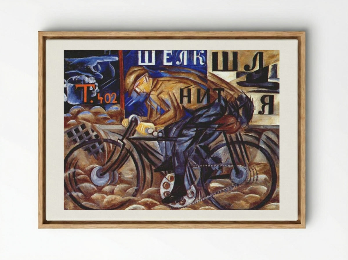 Cyclist - Natalia Goncharova - Framed Canvas Wood