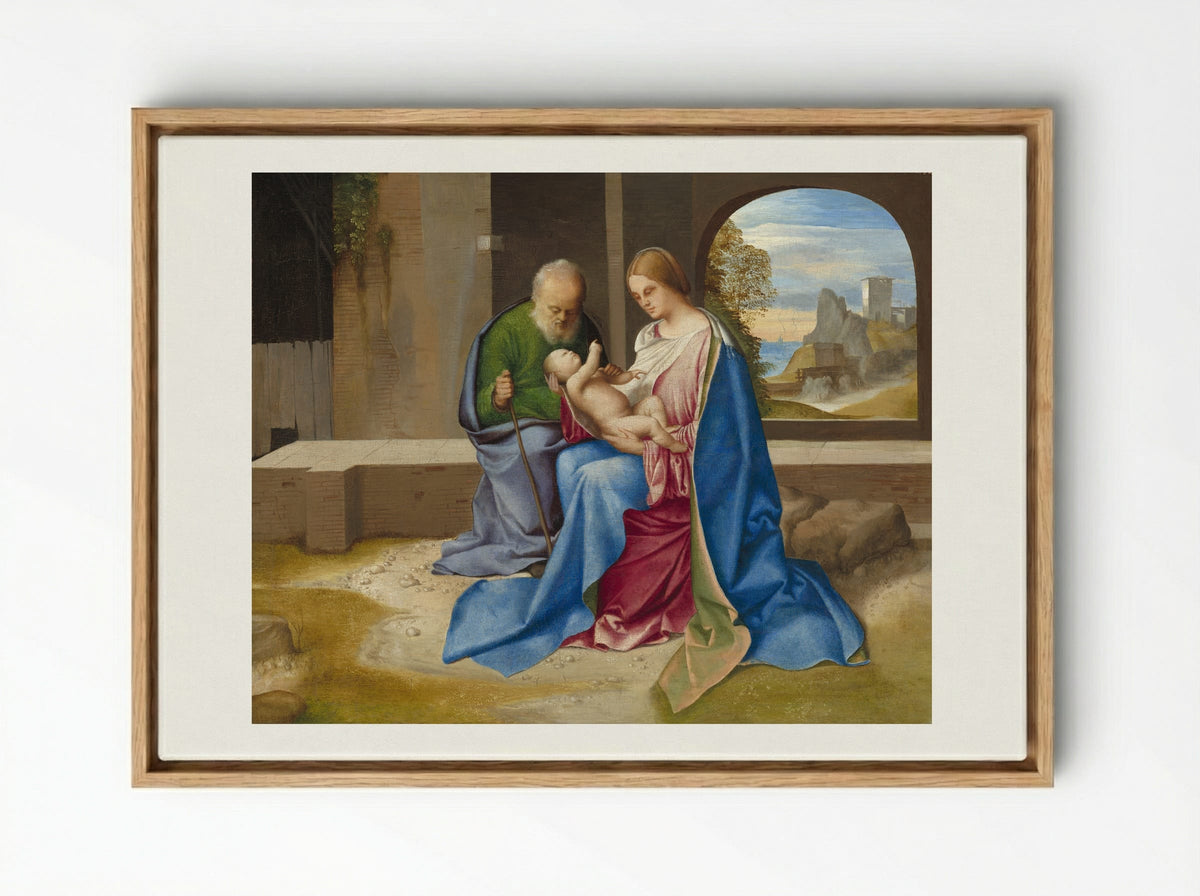 The Holy Family (Madonna Benson) - Giorgione - Framed Canvas Wood