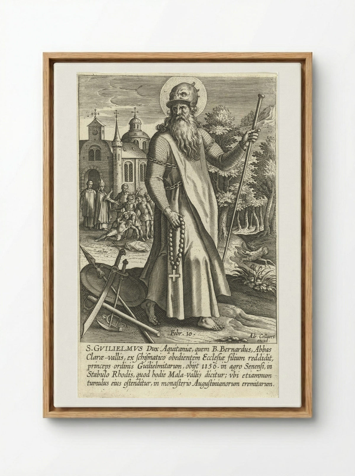 Saint William of Aquitaine - Adriaen Collaert - Framed Canvas Wood