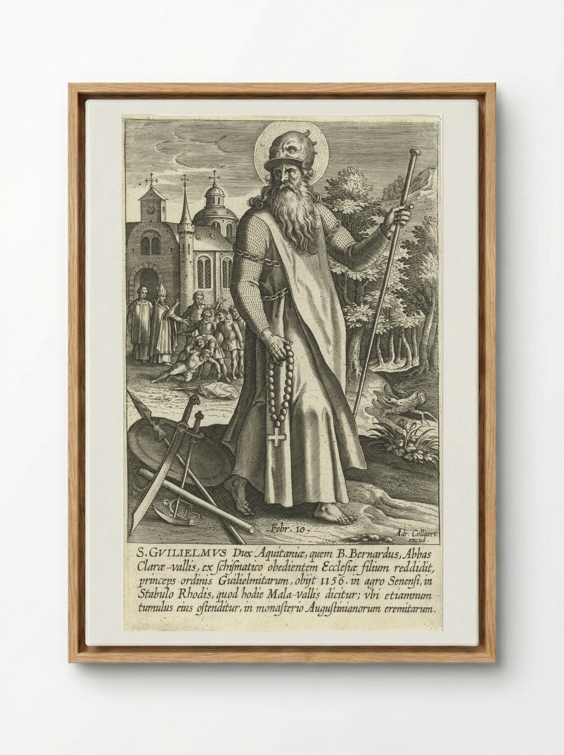 Saint William of Aquitaine - Adriaen Collaert - Framed Canvas Wood