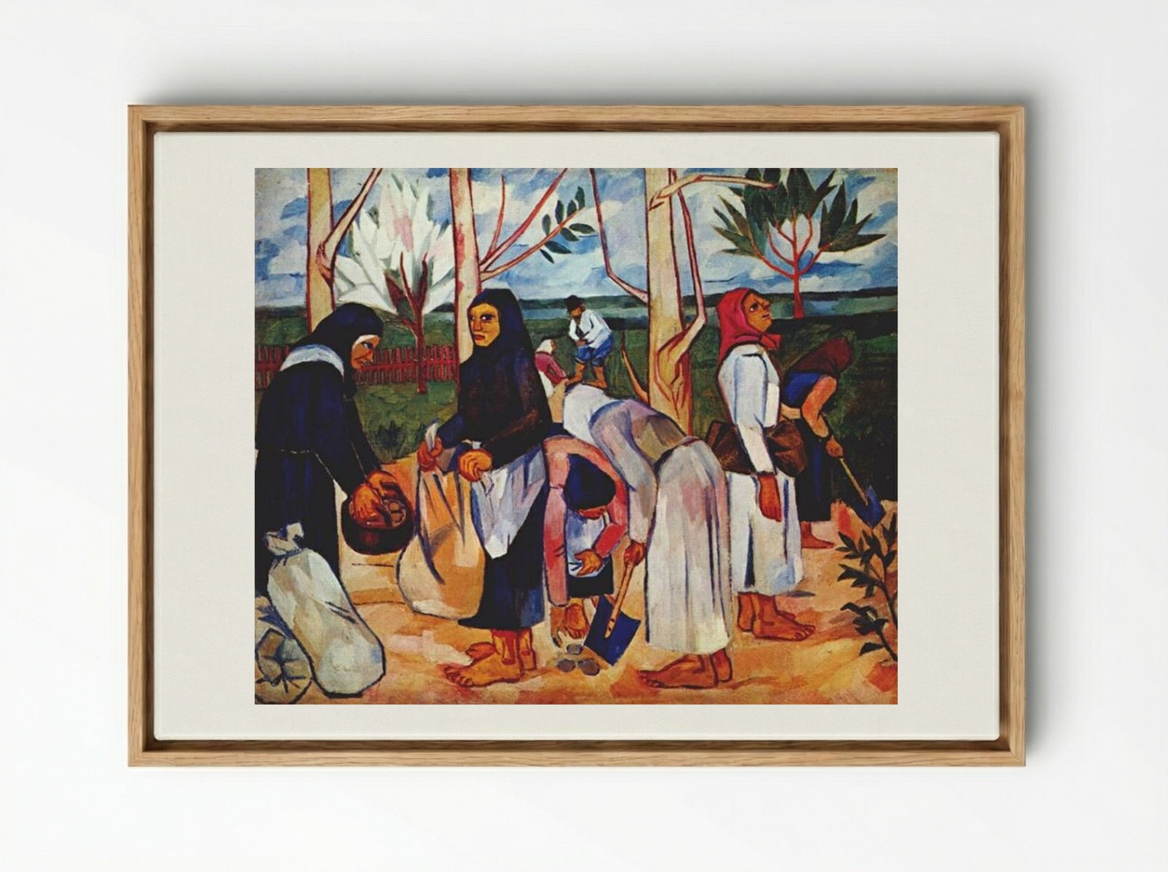 Planting Potatoes - Natalia Goncharova - Framed Canvas Wood