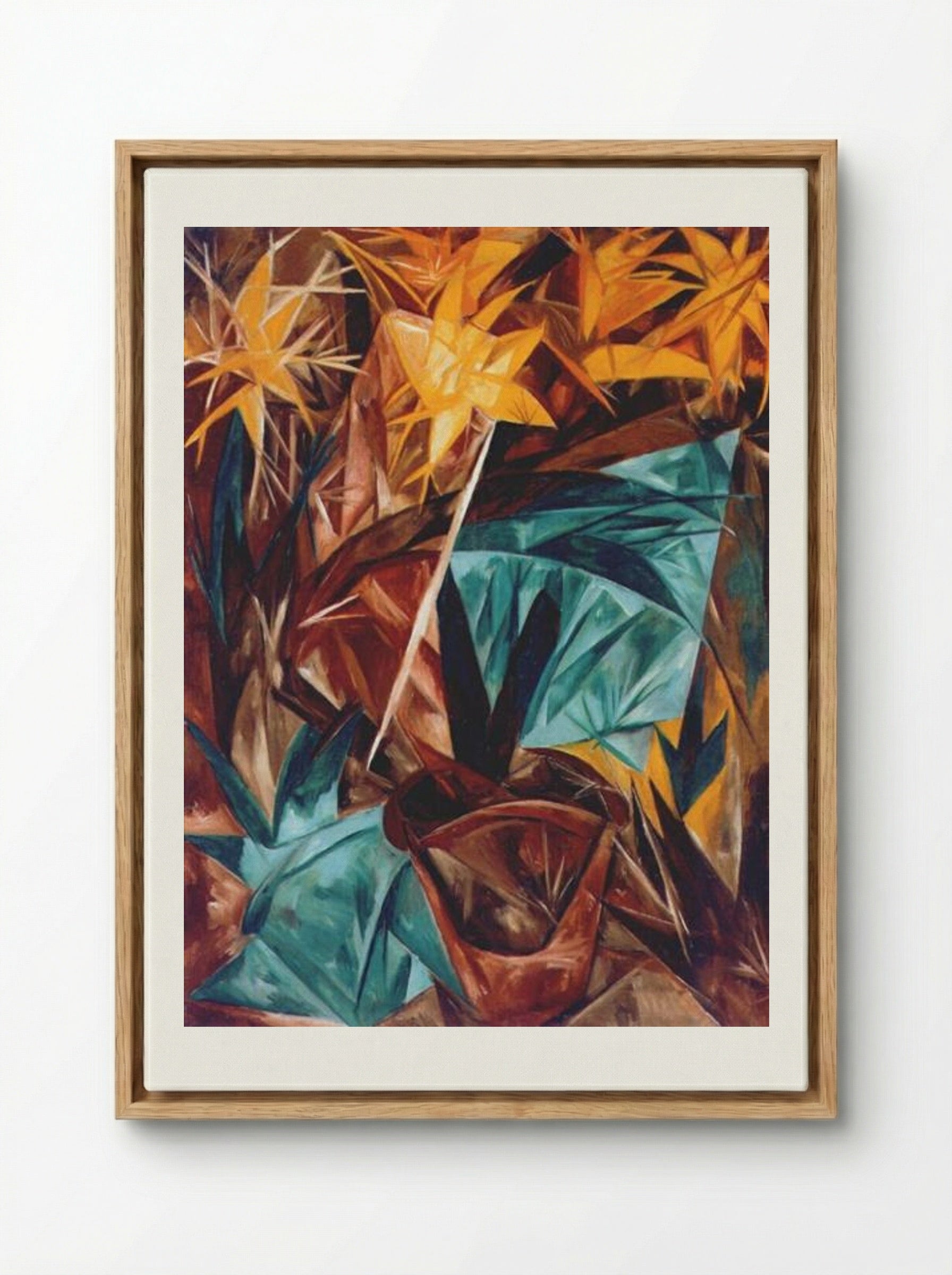 Rayonist Lilies - Natalia Goncharova - Framed Canvas Wood