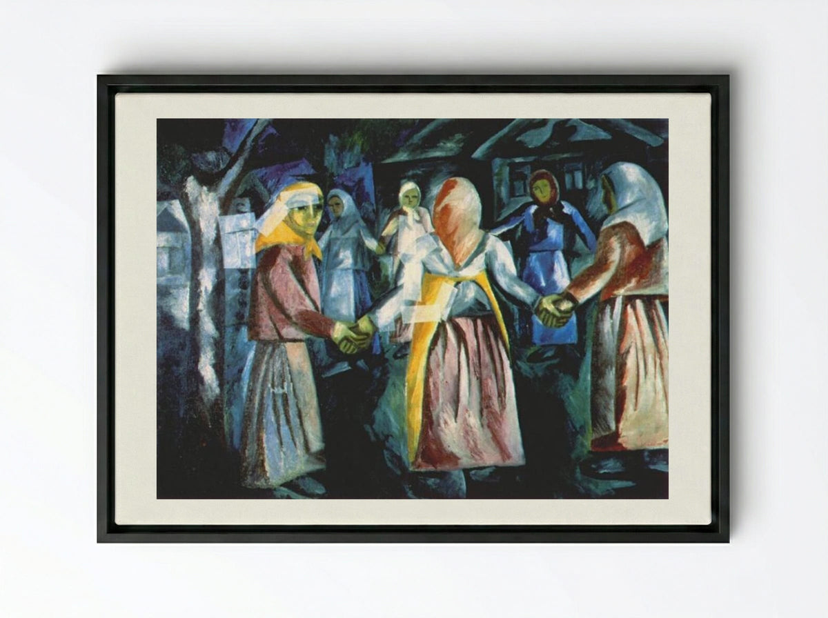 Round Dance - Natalia Goncharova - Framed Canvas Black