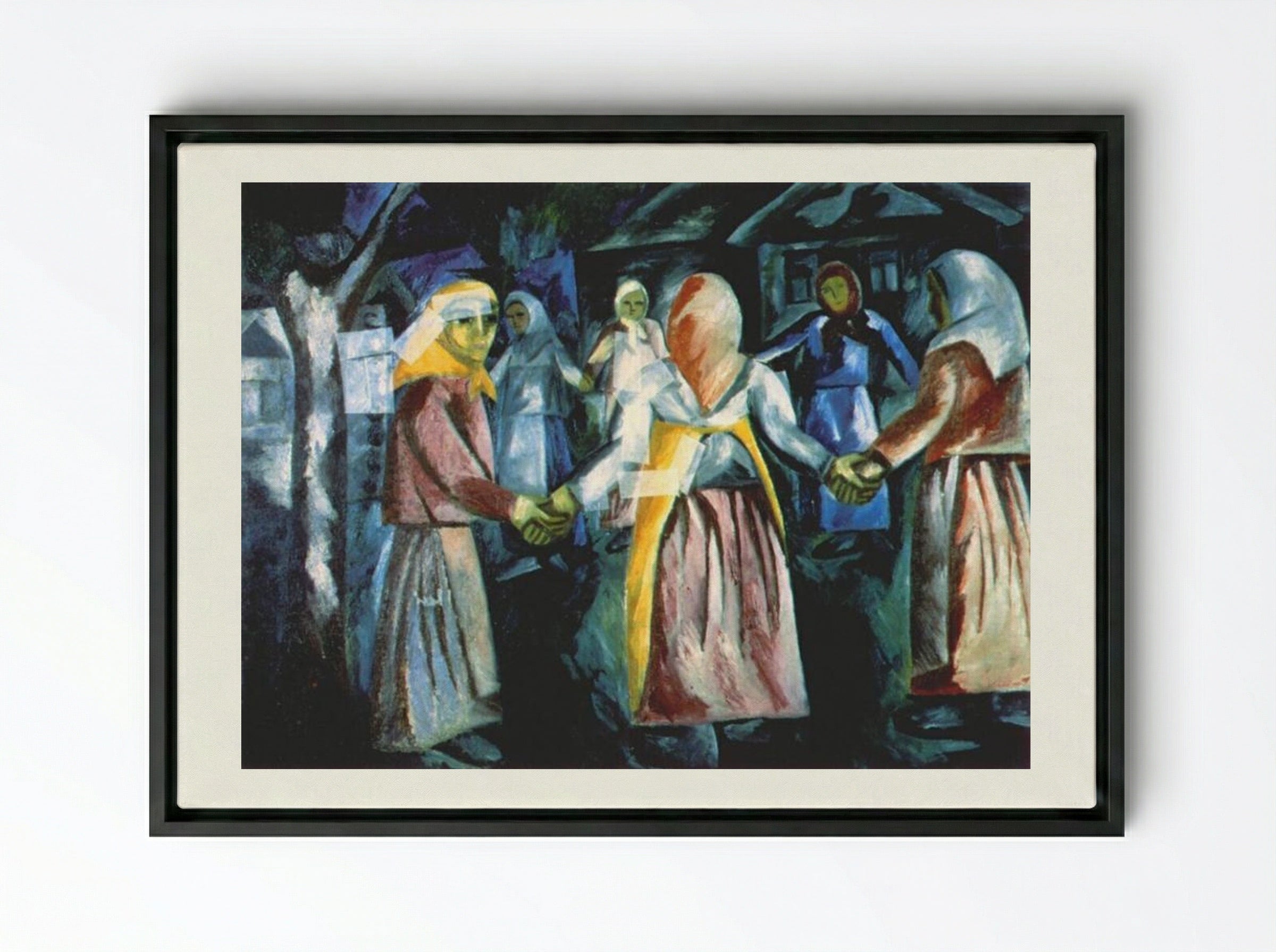 Round Dance - Natalia Goncharova - Framed Canvas Black