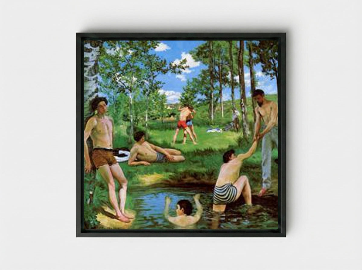 Bathers (Summer Scene) - Frederic Bazille - Framed Canvas Black