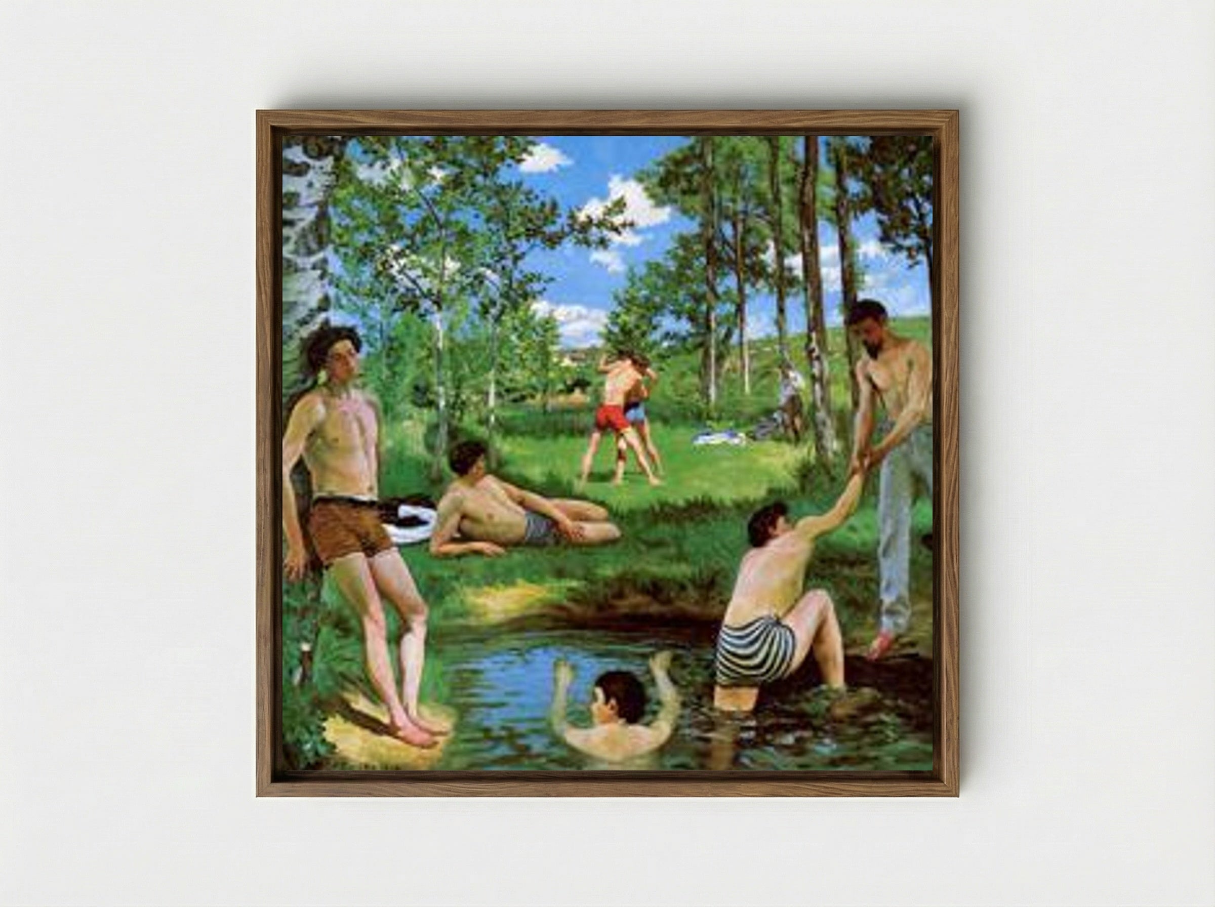 Bathers (Summer Scene) - Frederic Bazille - Framed Canvas Wood
