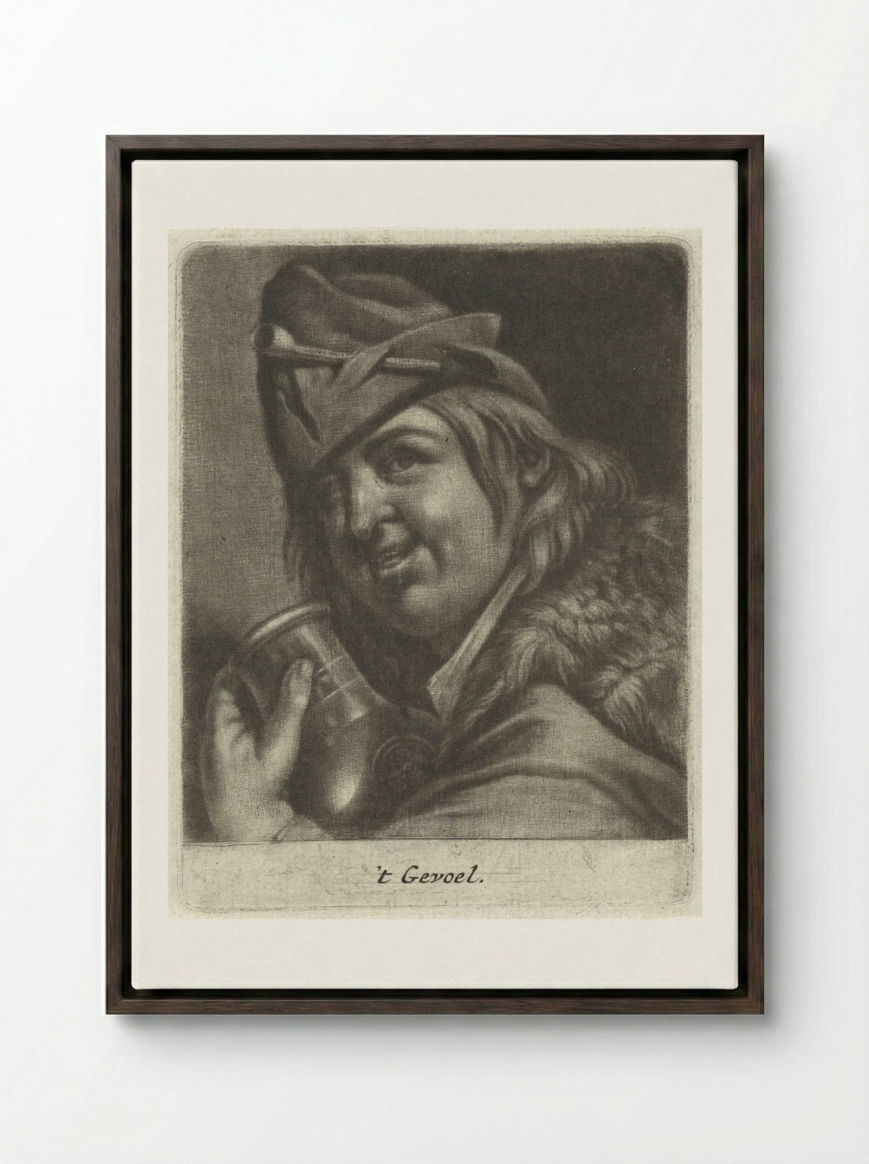 Het Gevoel (Sense of Touch) - Jacob Toorenvliet - Framed Canvas Dark Wood