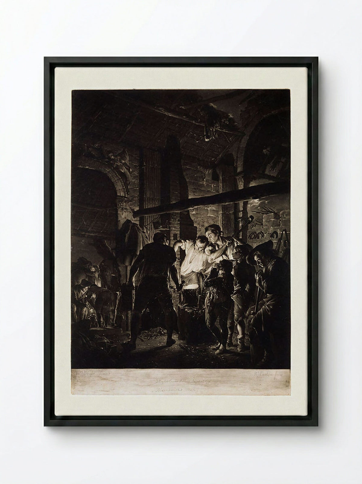 The Blacksmith's Shop - Richard Earlom - Framed Canvas Black