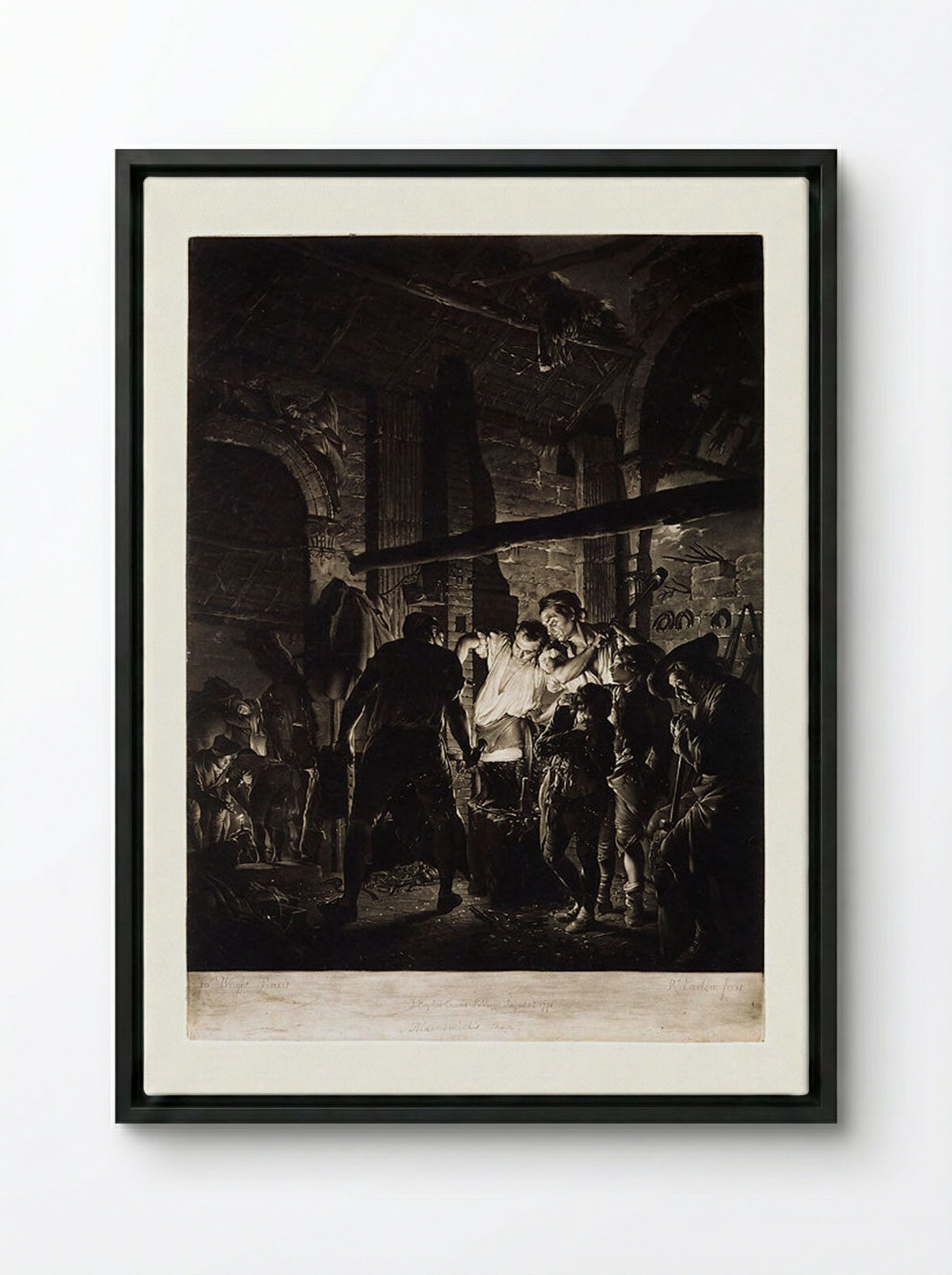 The Blacksmith's Shop - Richard Earlom - Framed Canvas Black