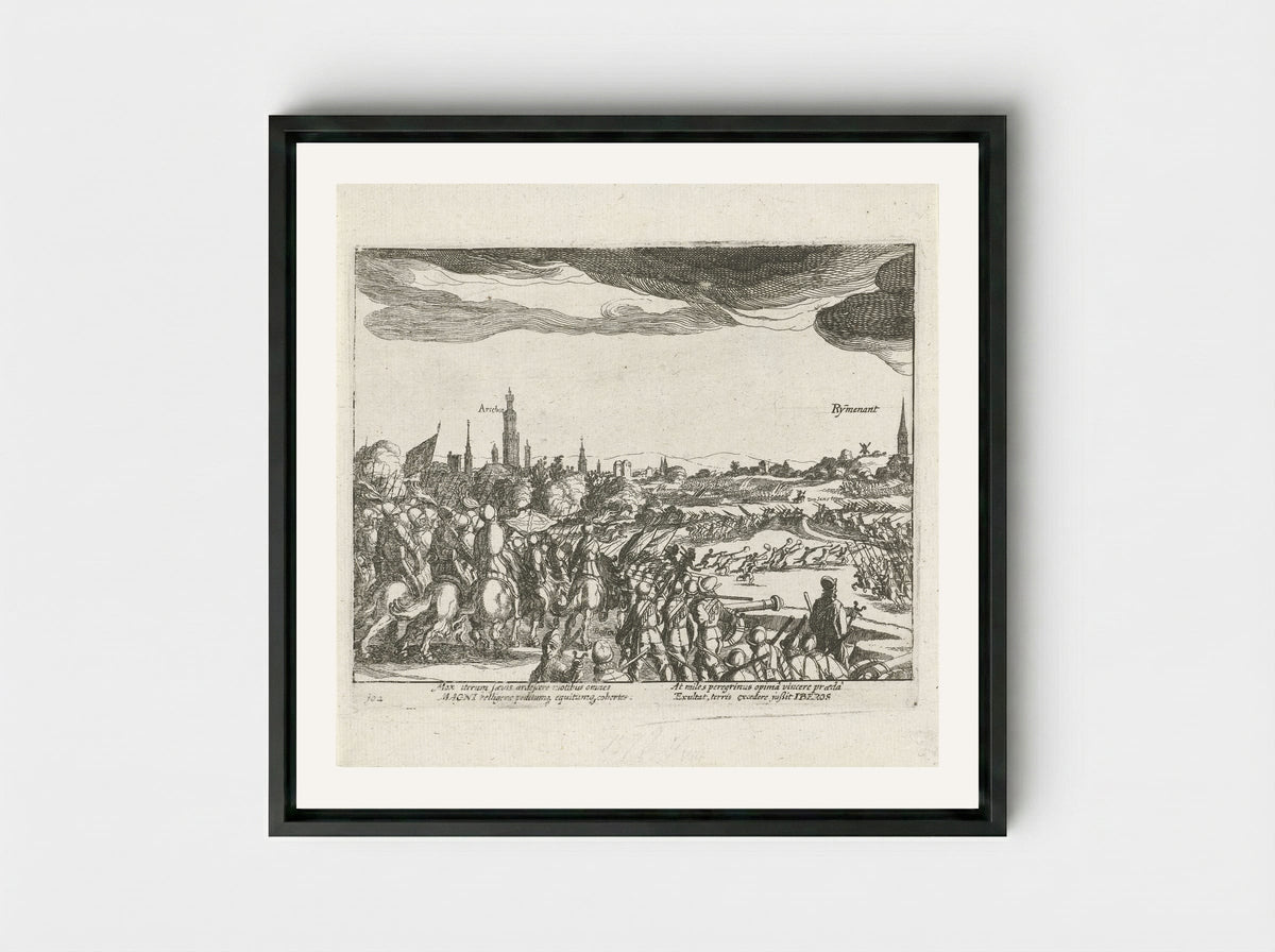 Slag bij Rijmenam, 1578 - Simon Frisius - Framed Canvas Black