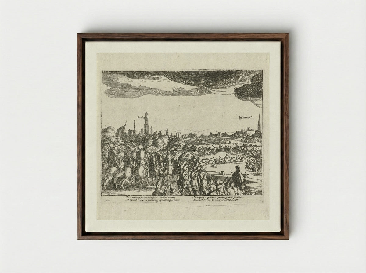 Slag bij Rijmenam, 1578 - Simon Frisius - Framed Canvas Dark Wood