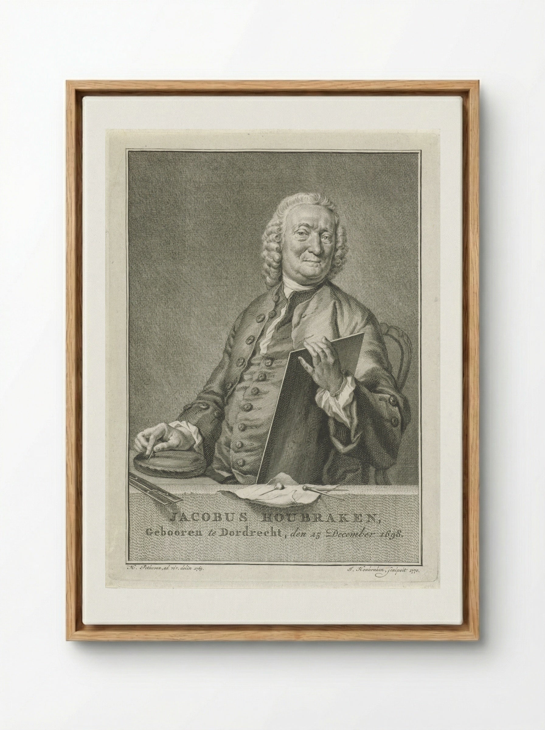 Portret van Pieter Langendijk - Jacob Houbraken - Framed Canvas Wood