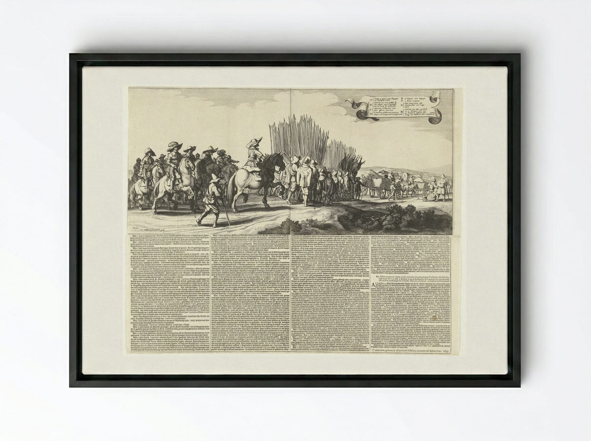Uittocht van het Spaanse leger uit Maastricht, 1632 (platen 5 en 6) - Jan van de Velde II - Framed Canvas Black