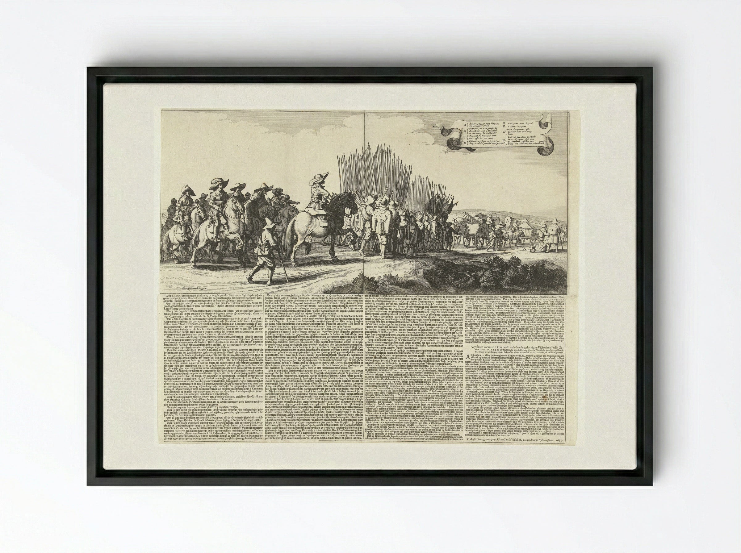 Uittocht van het Spaanse leger uit Maastricht, 1632 (platen 5 en 6) - Jan van de Velde II - Framed Canvas Black