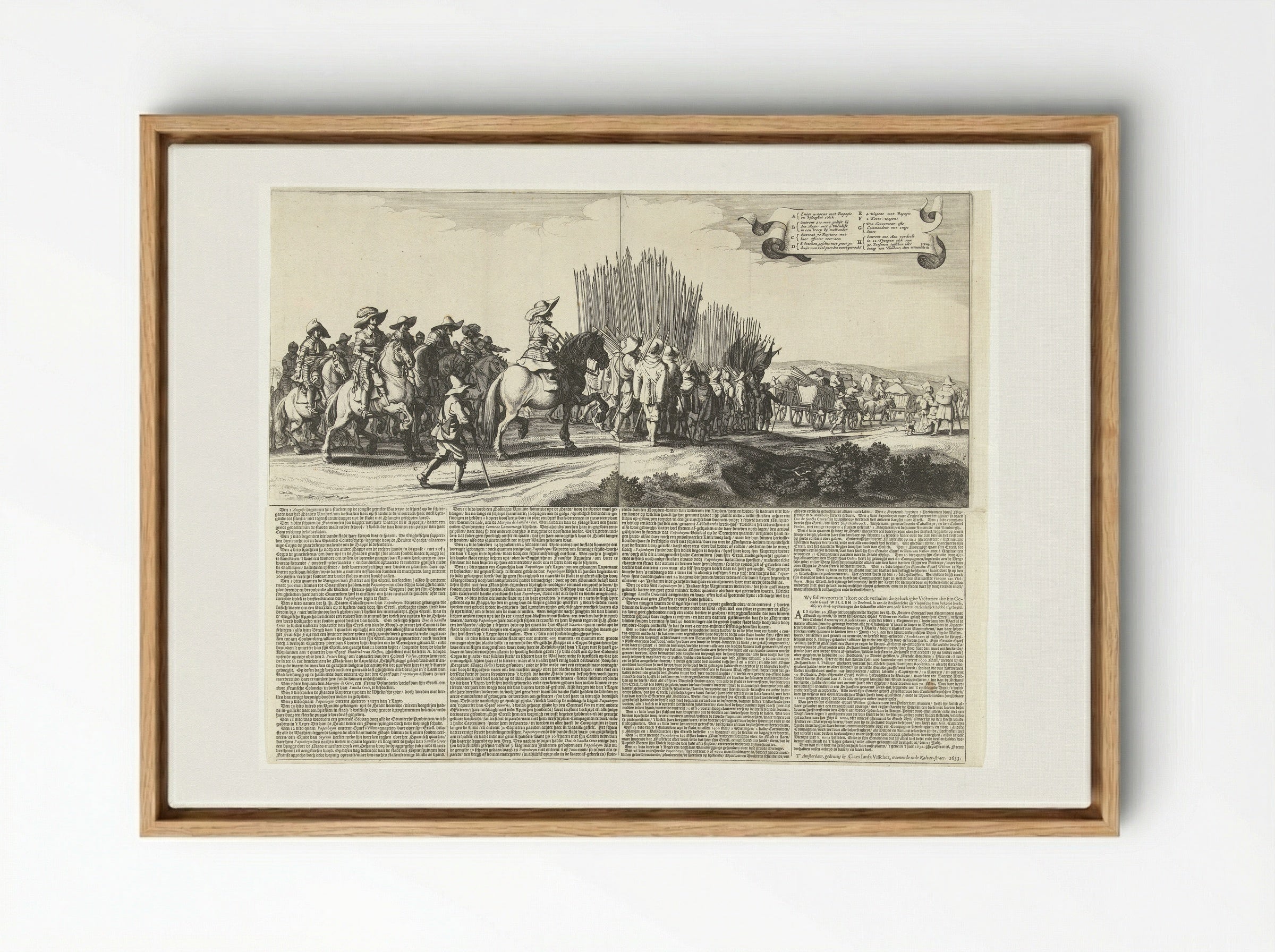 Uittocht van het Spaanse leger uit Maastricht, 1632 (platen 5 en 6) - Jan van de Velde II - Framed Canvas Wood