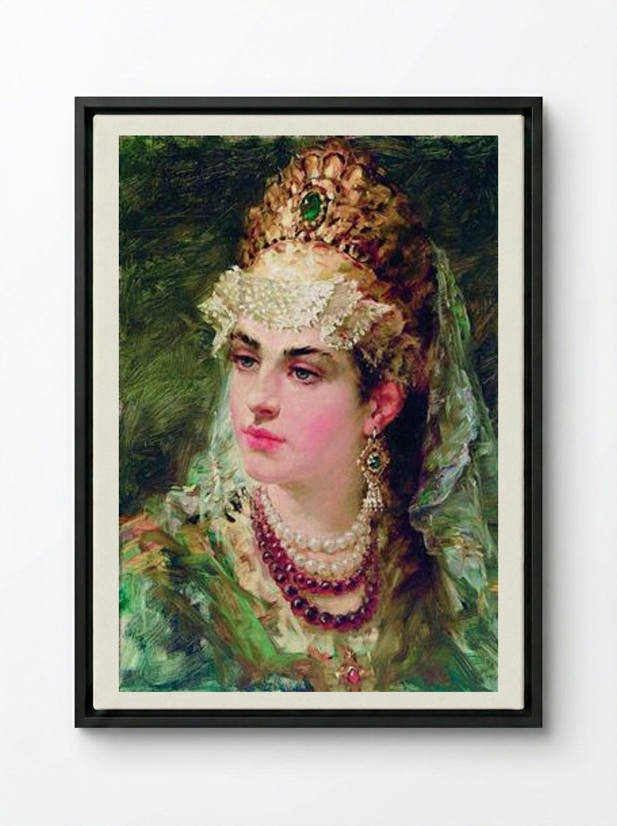 Boyaryshnya - Konstantin Makovsky - Framed Canvas Black