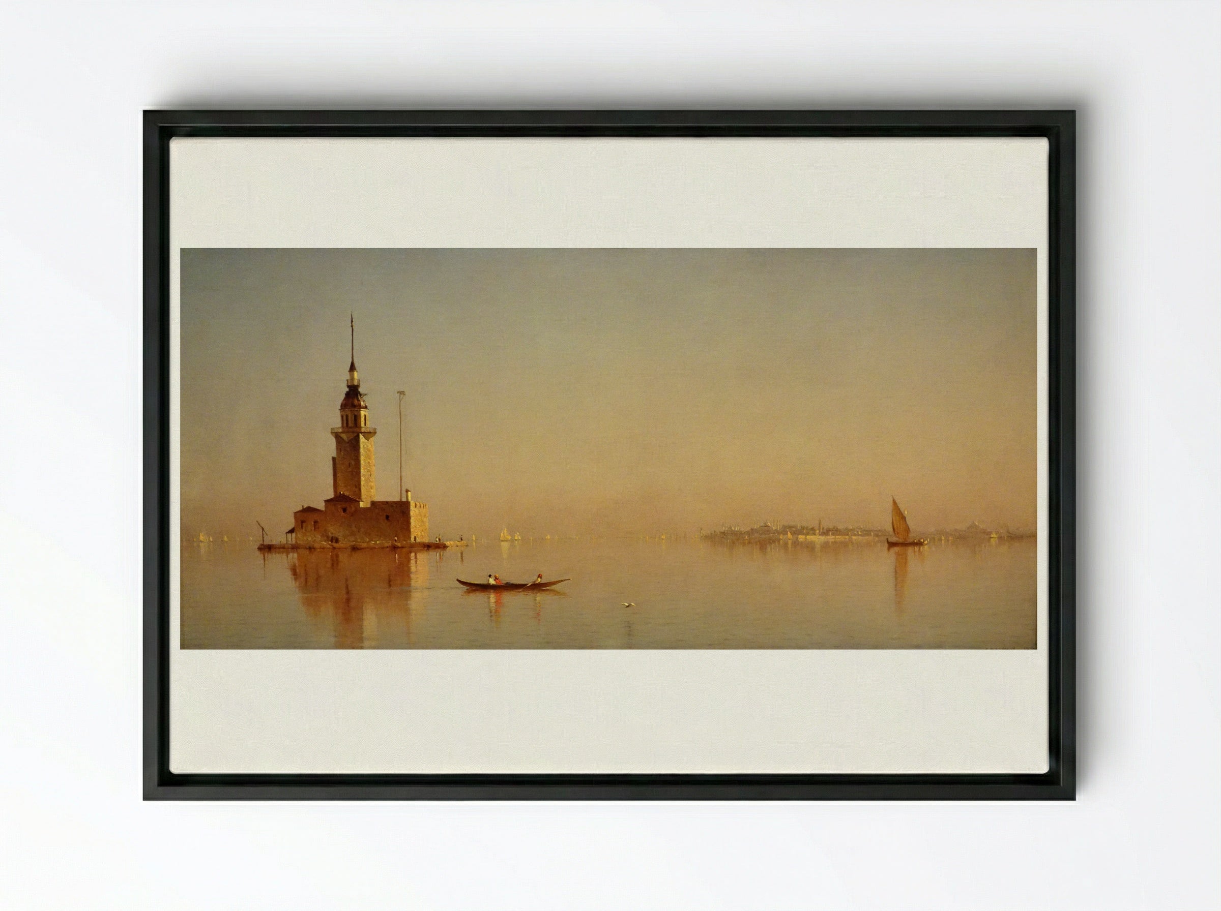 Leander's Tower on the Bosporus - Sanford Robinson Gifford - Framed Canvas Black