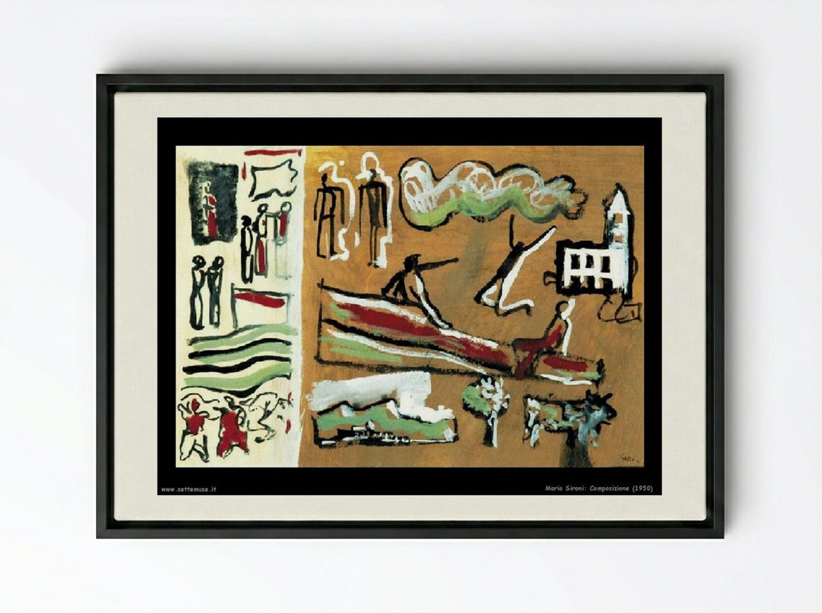 Composition - Mario Sironi - Framed Canvas Black