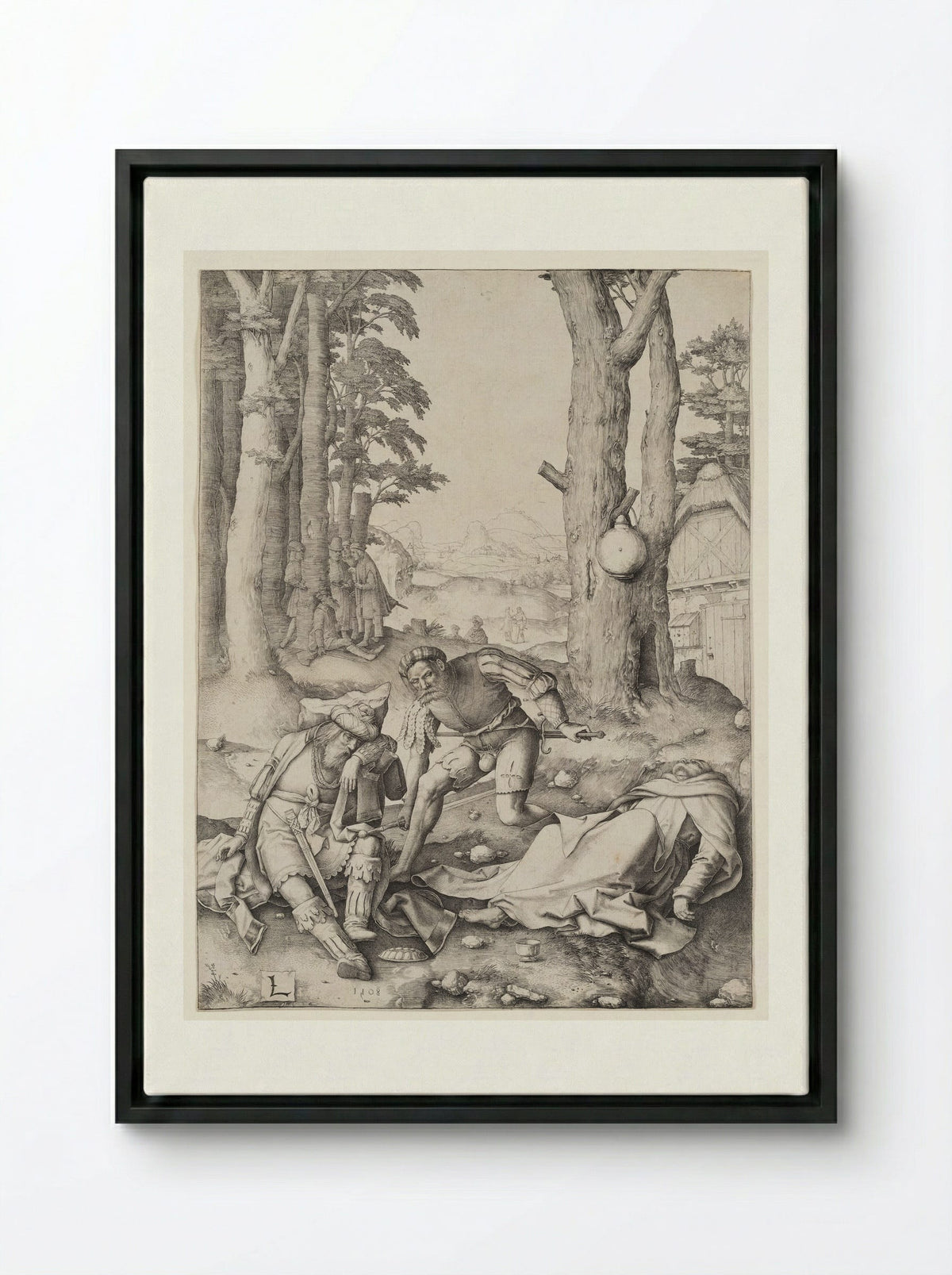 Mahomet and the Monk Sergius - Lucas van Leyden - Framed Canvas Black