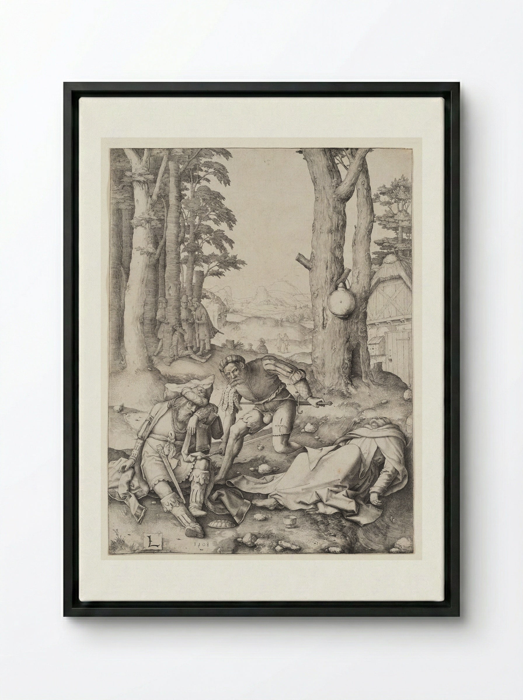 Mahomet and the Monk Sergius - Lucas van Leyden - Framed Canvas Black