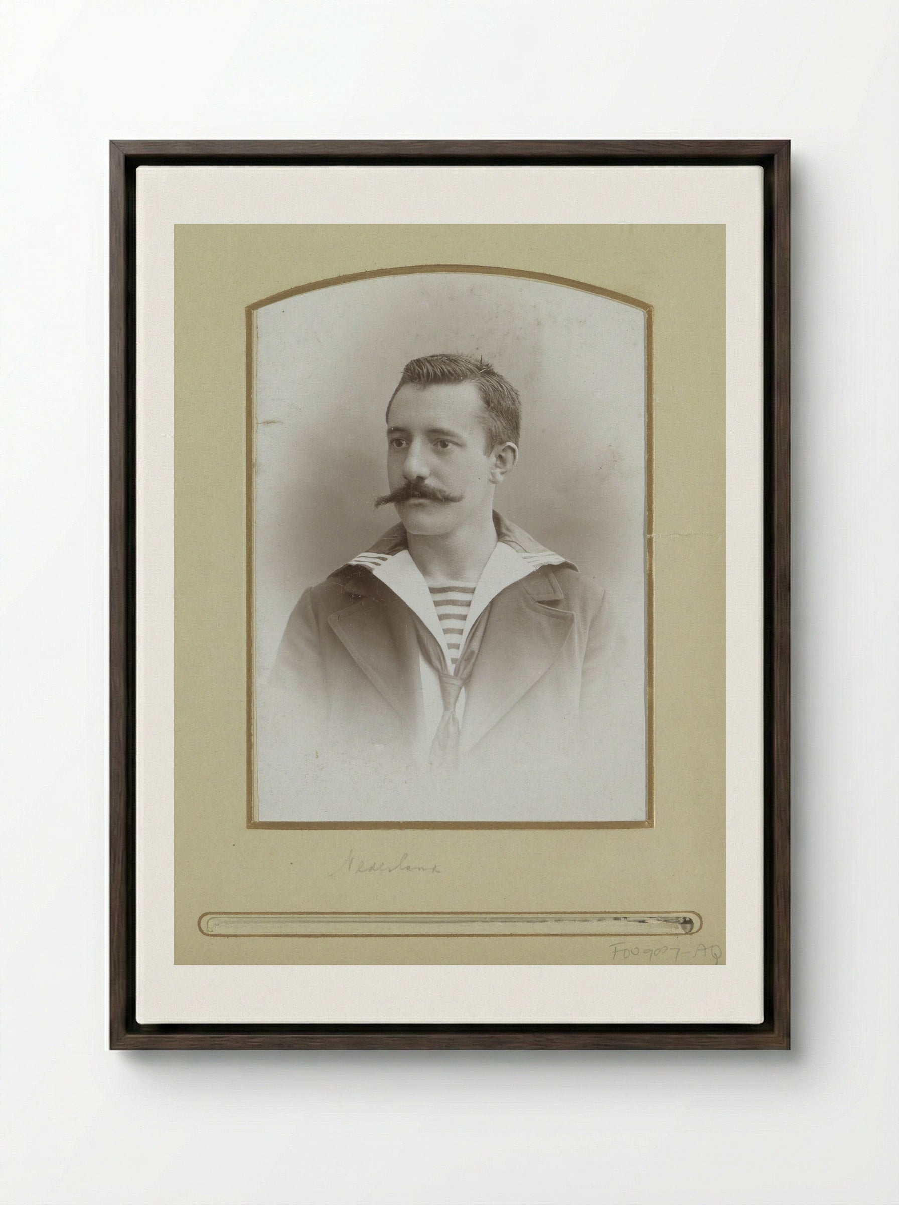 Portrait of a Dutch Sailor - Machiel Hendricus Laddé - Framed Canvas Dark Wood