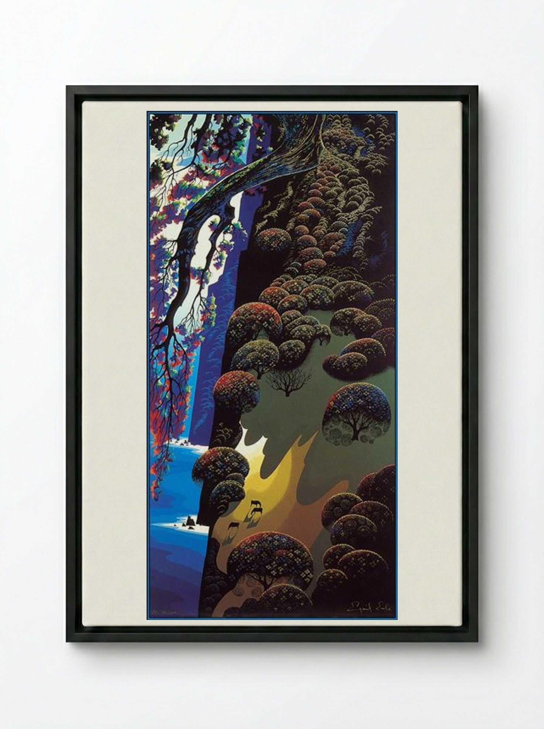 Enchanted Coast - Eyvind Earle - Framed Canvas Black