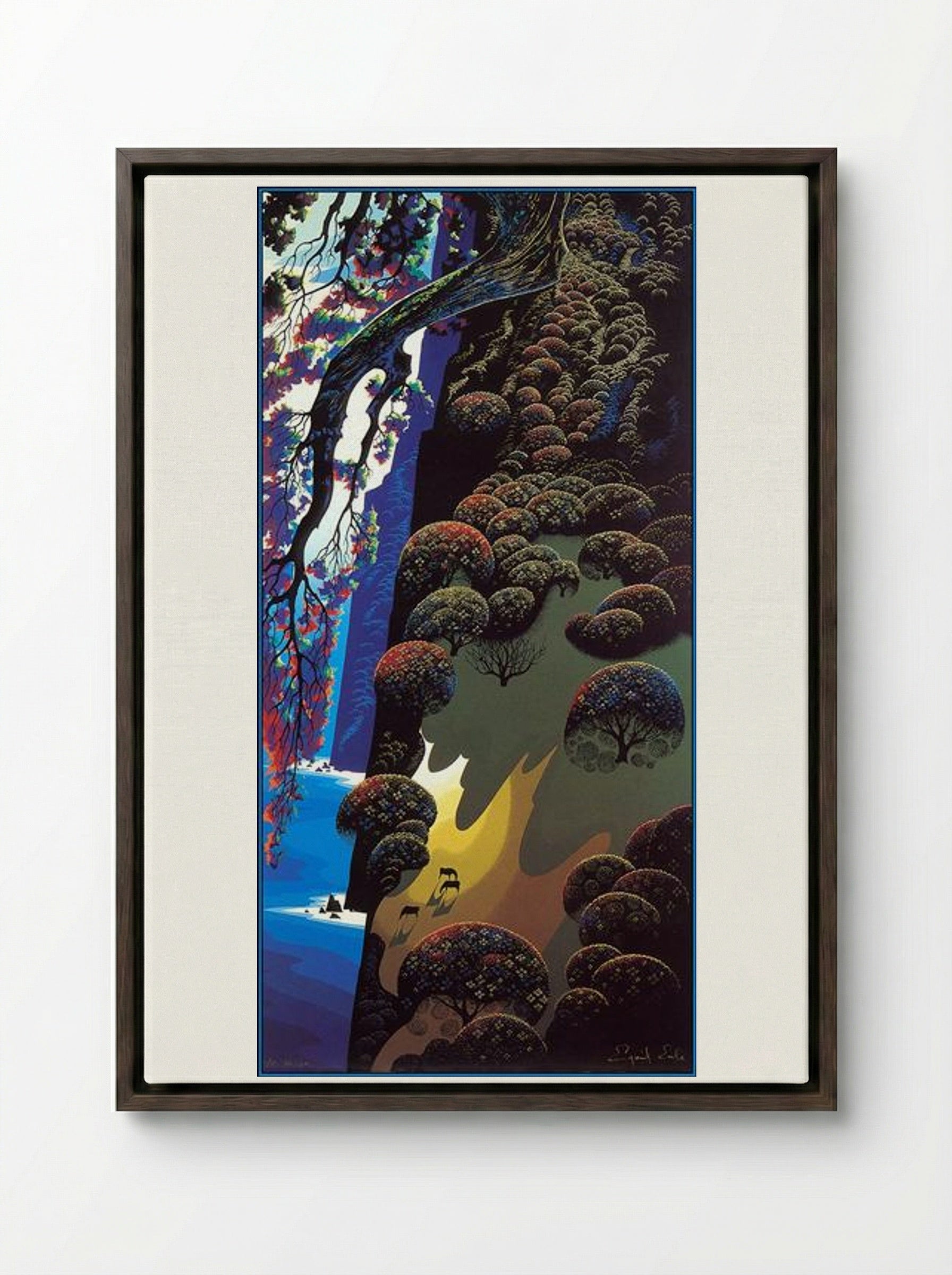 Enchanted Coast - Eyvind Earle - Framed Canvas Dark Wood