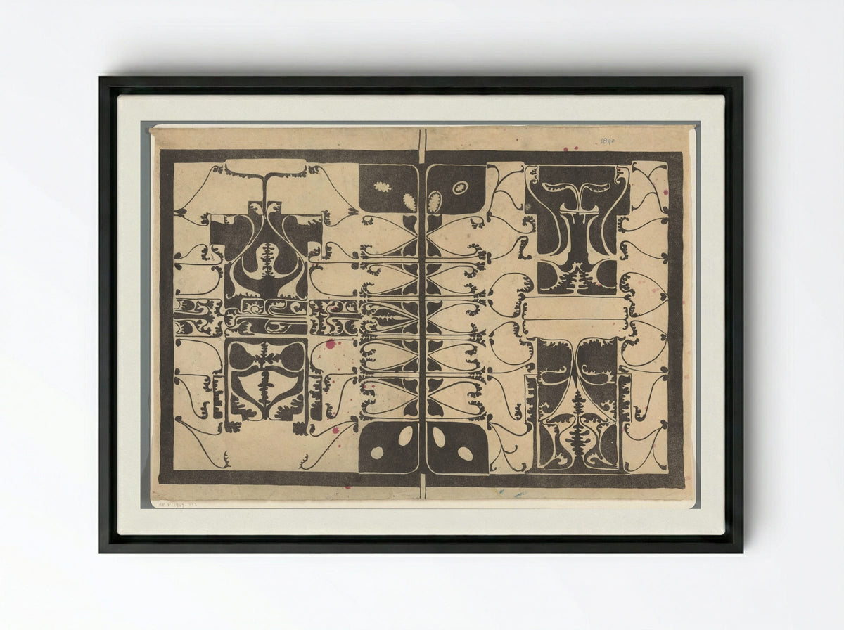 Omslag met gestileerde plantmotieven - Carel Adolph Lion Cachet - Framed Canvas Black