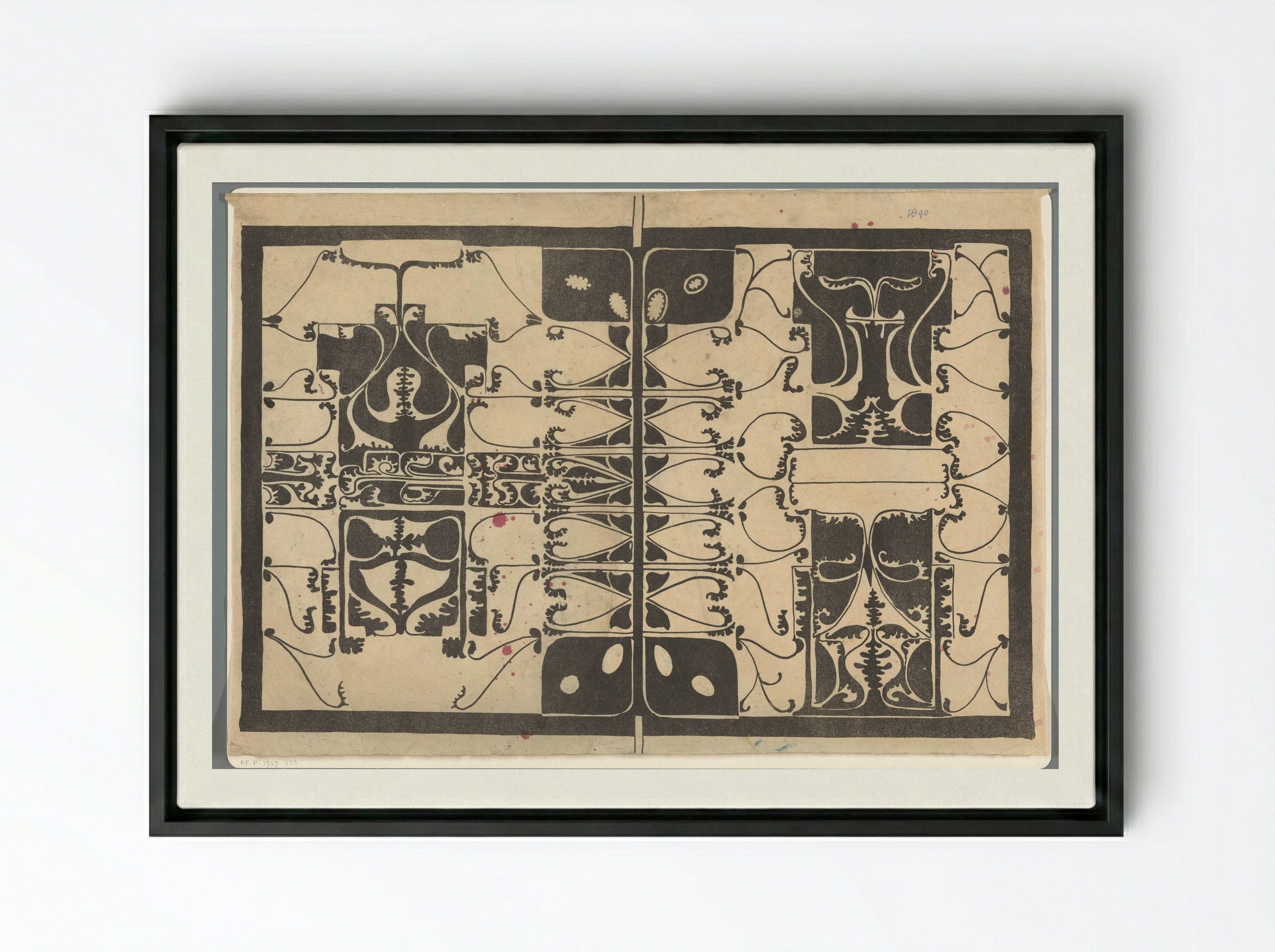 Omslag met gestileerde plantmotieven - Carel Adolph Lion Cachet - Framed Canvas Black