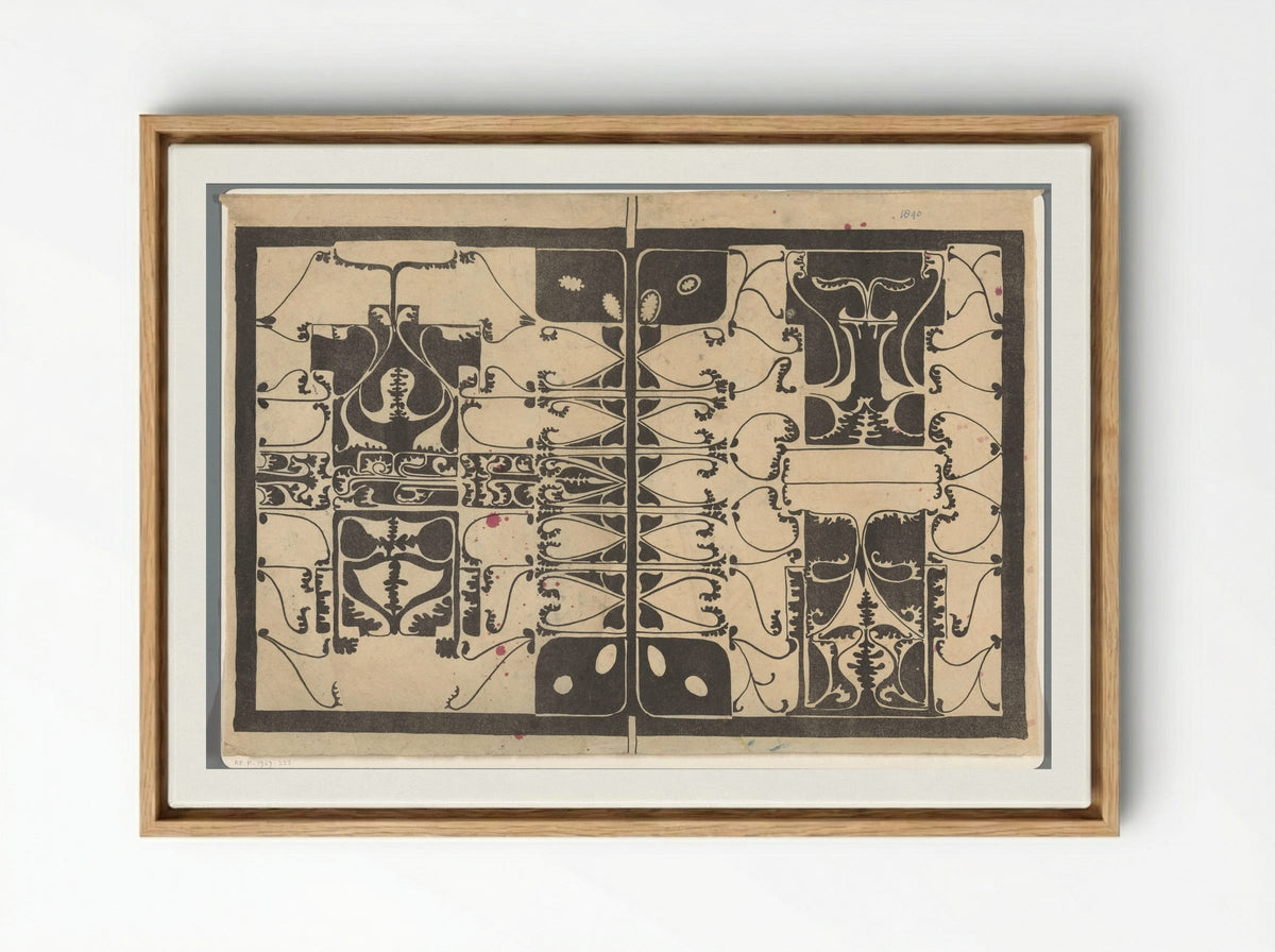 Omslag met gestileerde plantmotieven - Carel Adolph Lion Cachet - Framed Canvas Wood