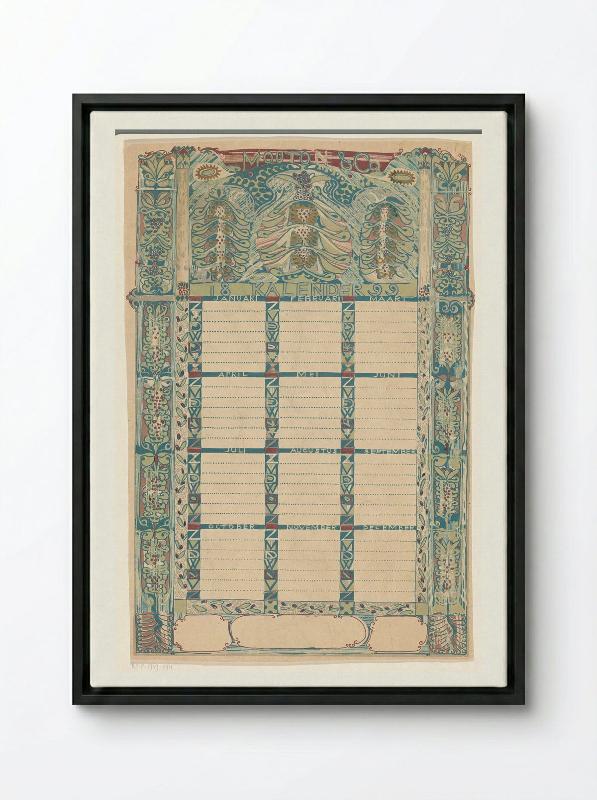 Kalender Mouton & Co. 1899 - Carel Adolph Lion Cachet - Framed Canvas Black