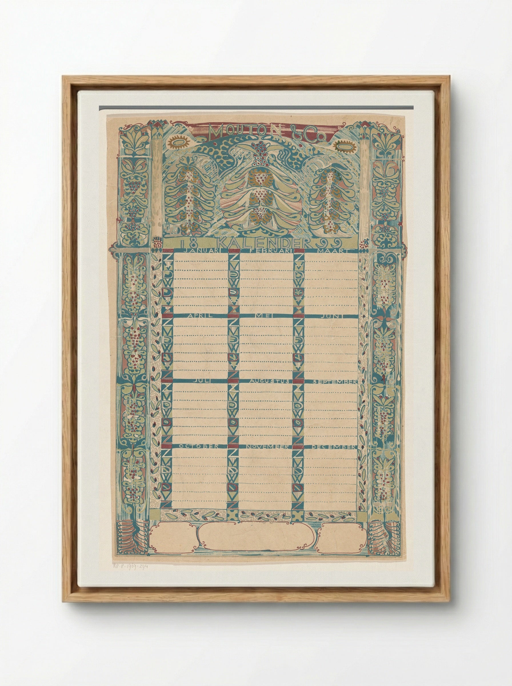 Kalender Mouton & Co. 1899 - Carel Adolph Lion Cachet - Framed Canvas Wood