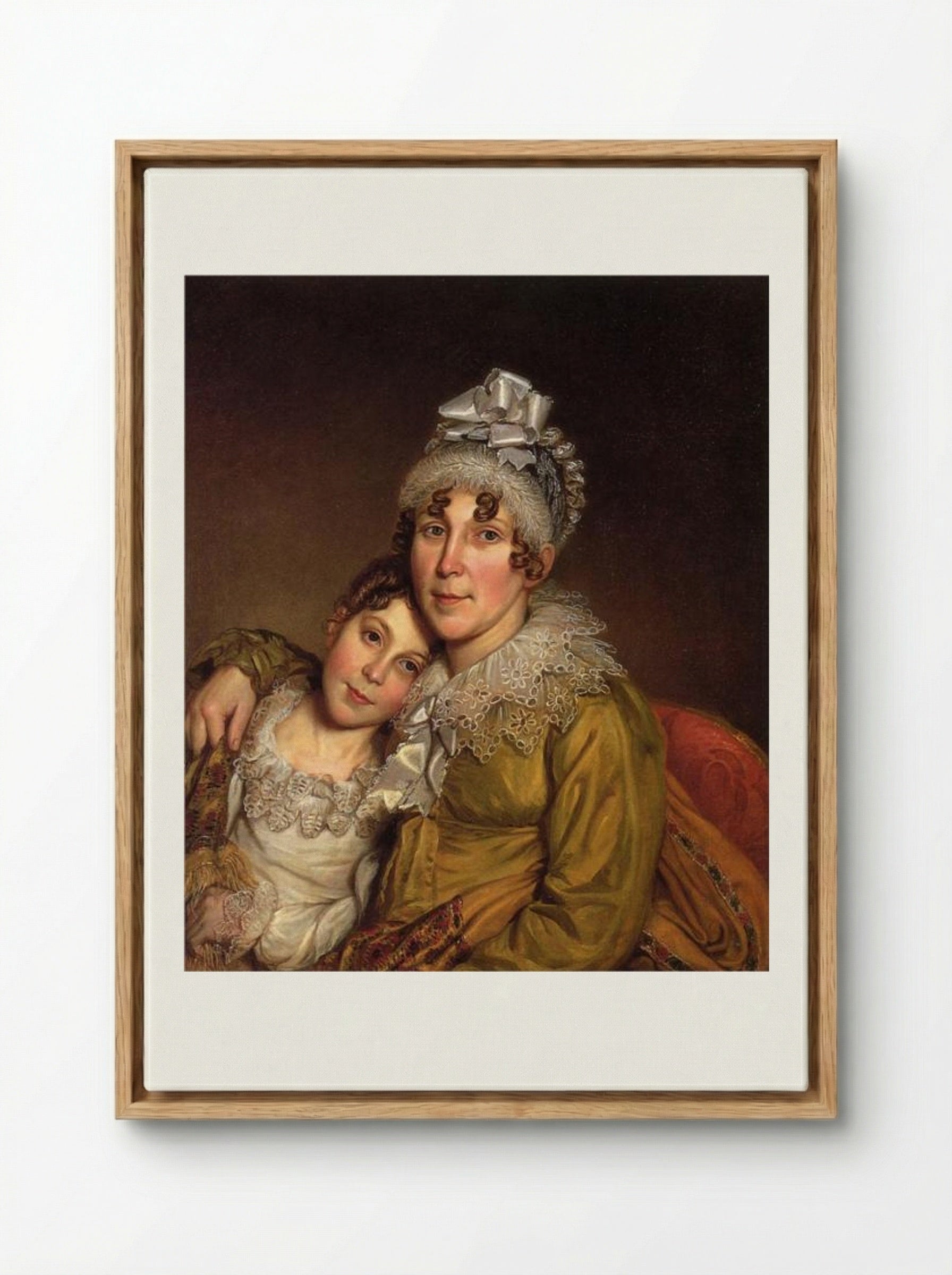 Mother Caressing Her Convalescent Daughter - Charles Willson Peale - Framed Canvas Wood