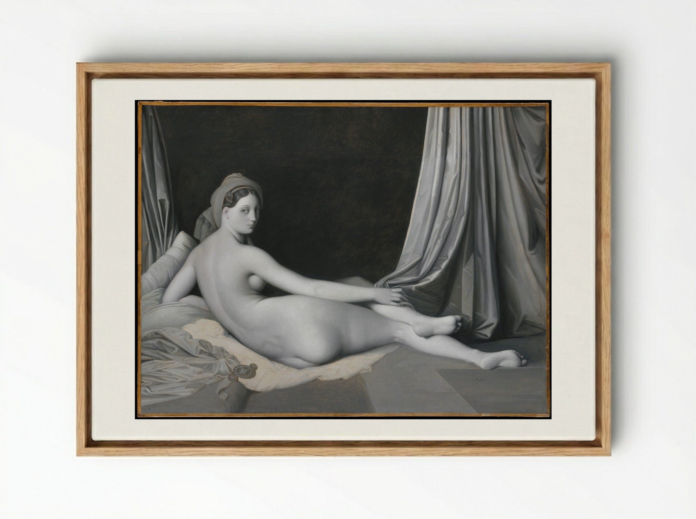 Odalisque in Grisaille - Jean Auguste Dominique Ingres - Framed Canvas Wood