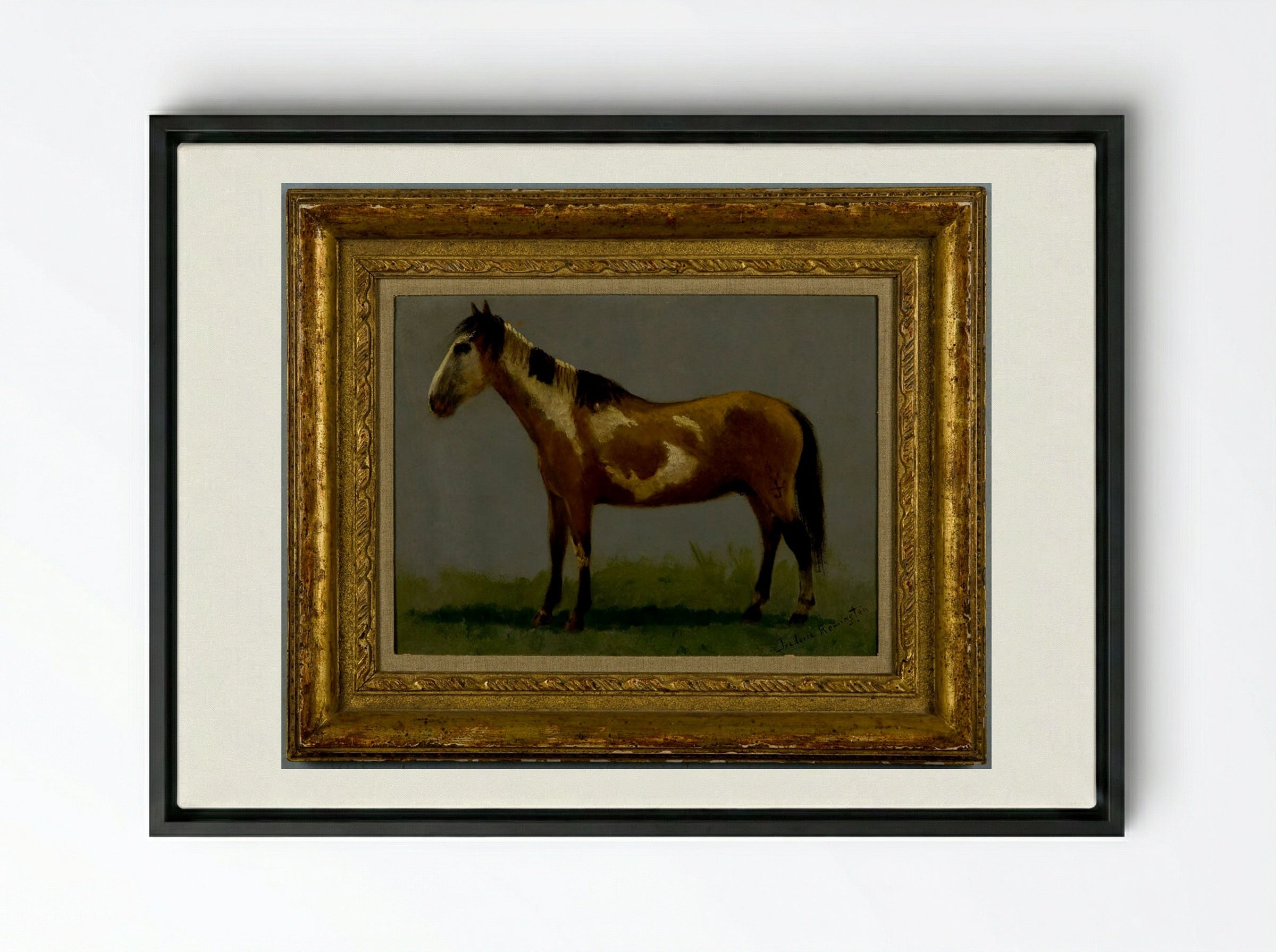 Plains Pony - Frederic Remington - Framed Canvas Black