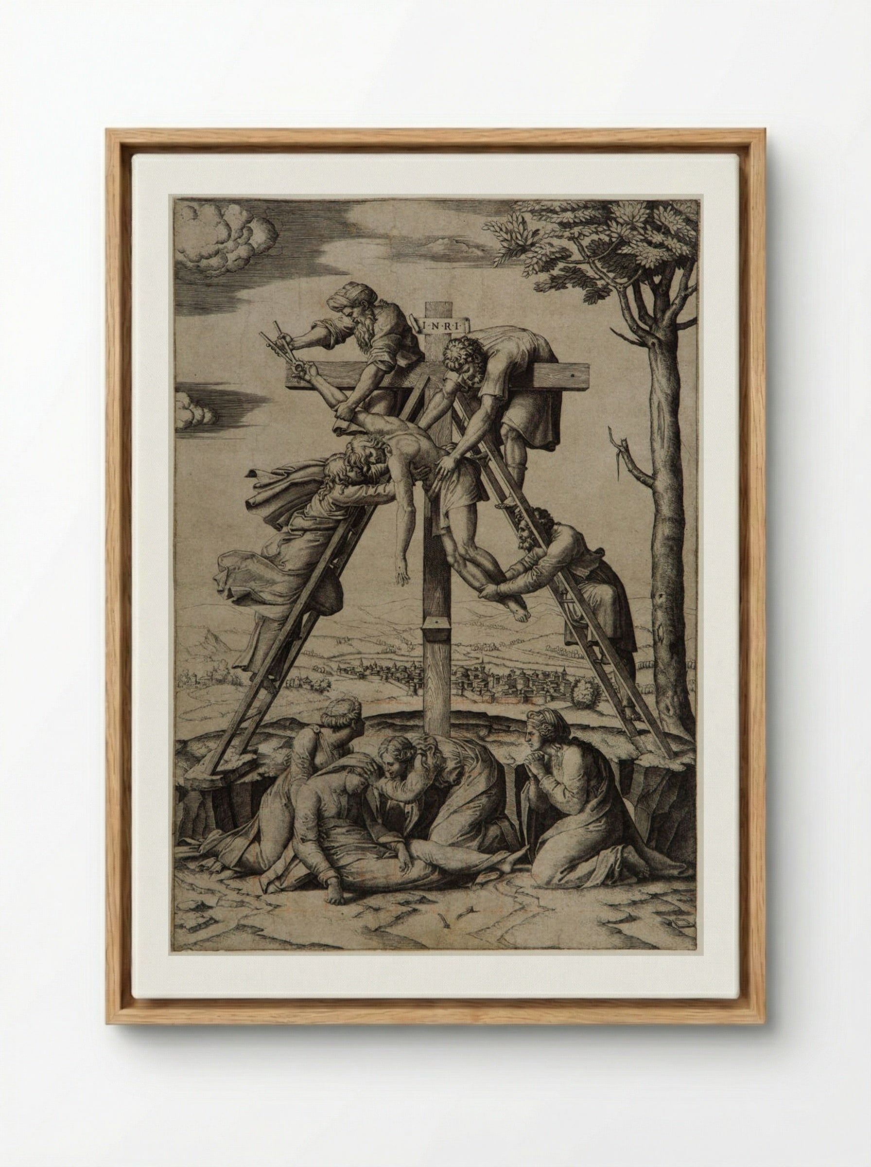 The Deposition from the Cross - Marcantonio Raimondi - Framed Canvas Wood
