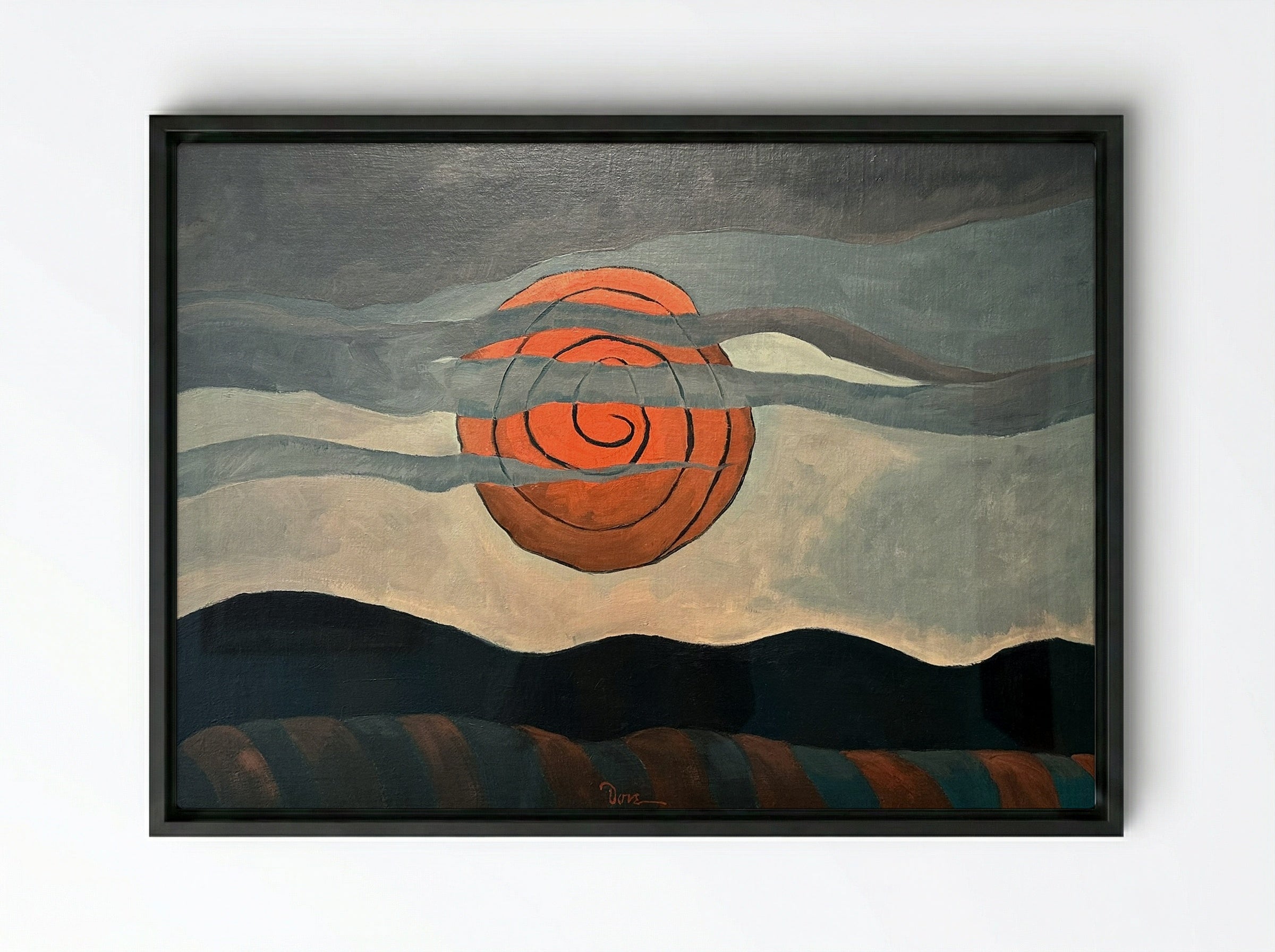 Red Sun - Arthur Dove - Framed Canvas Black